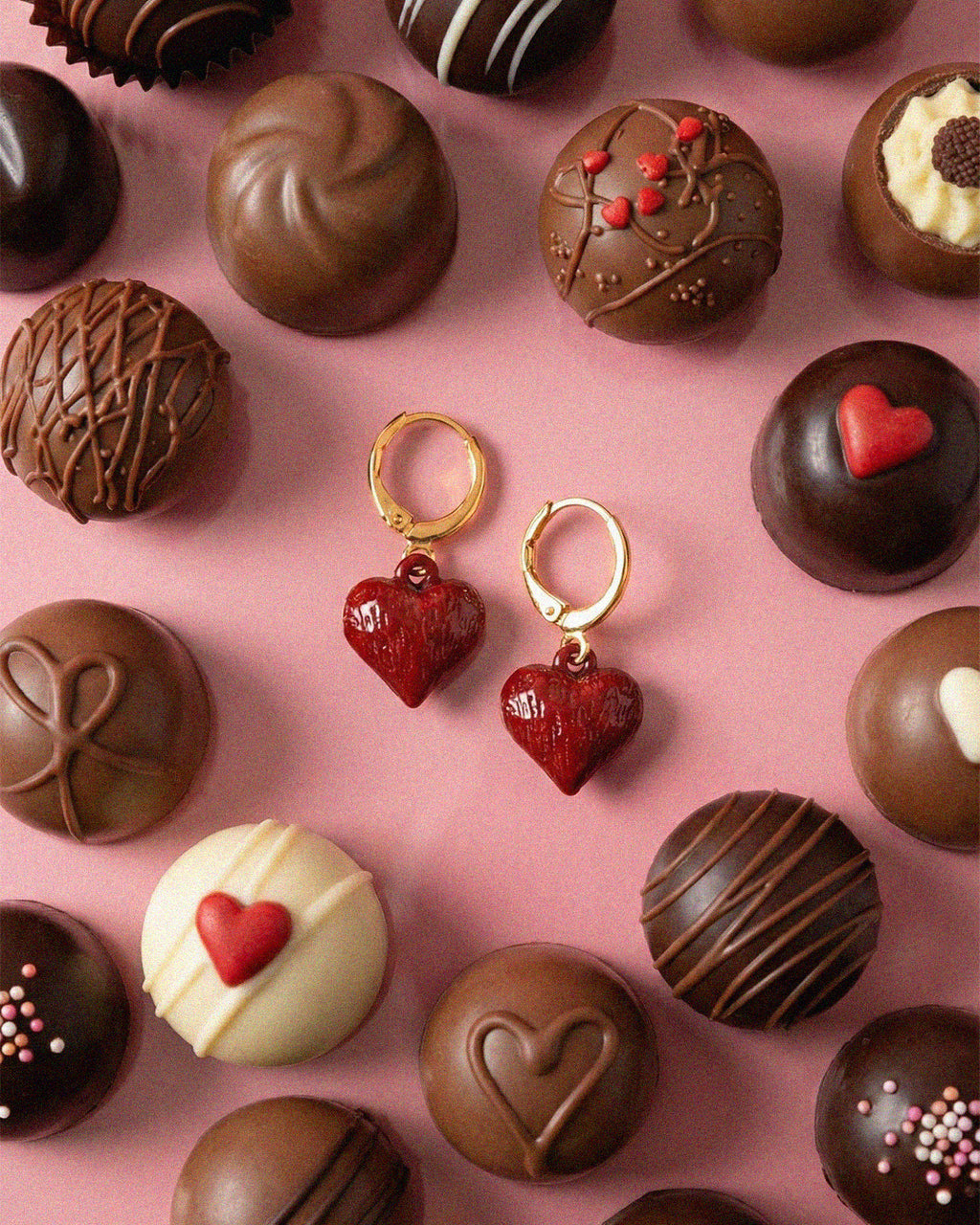 Moody Chocolate Heart Huggie Earrings