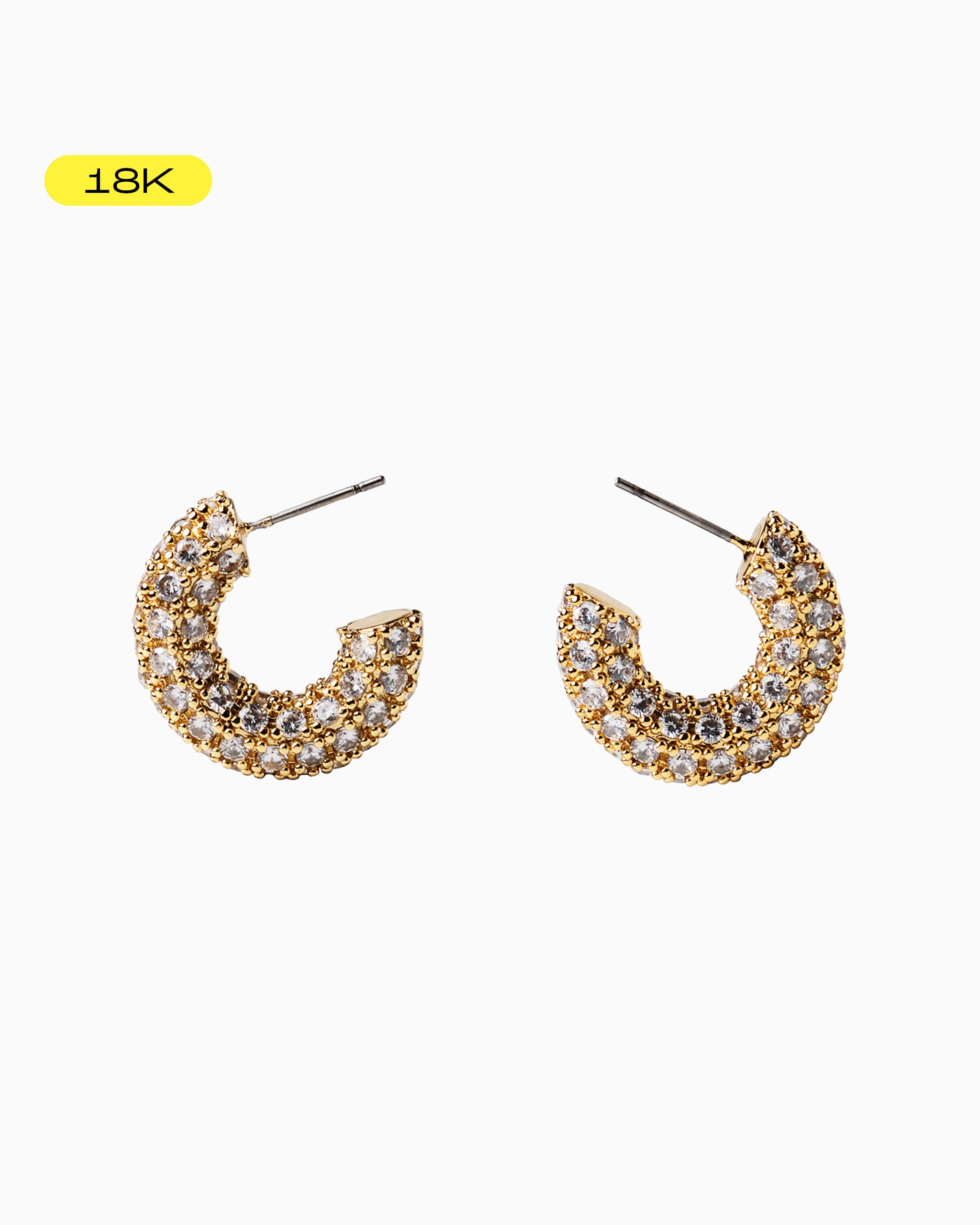 [18K] Bold CZ Pave Hoop Earrings (20mm)
