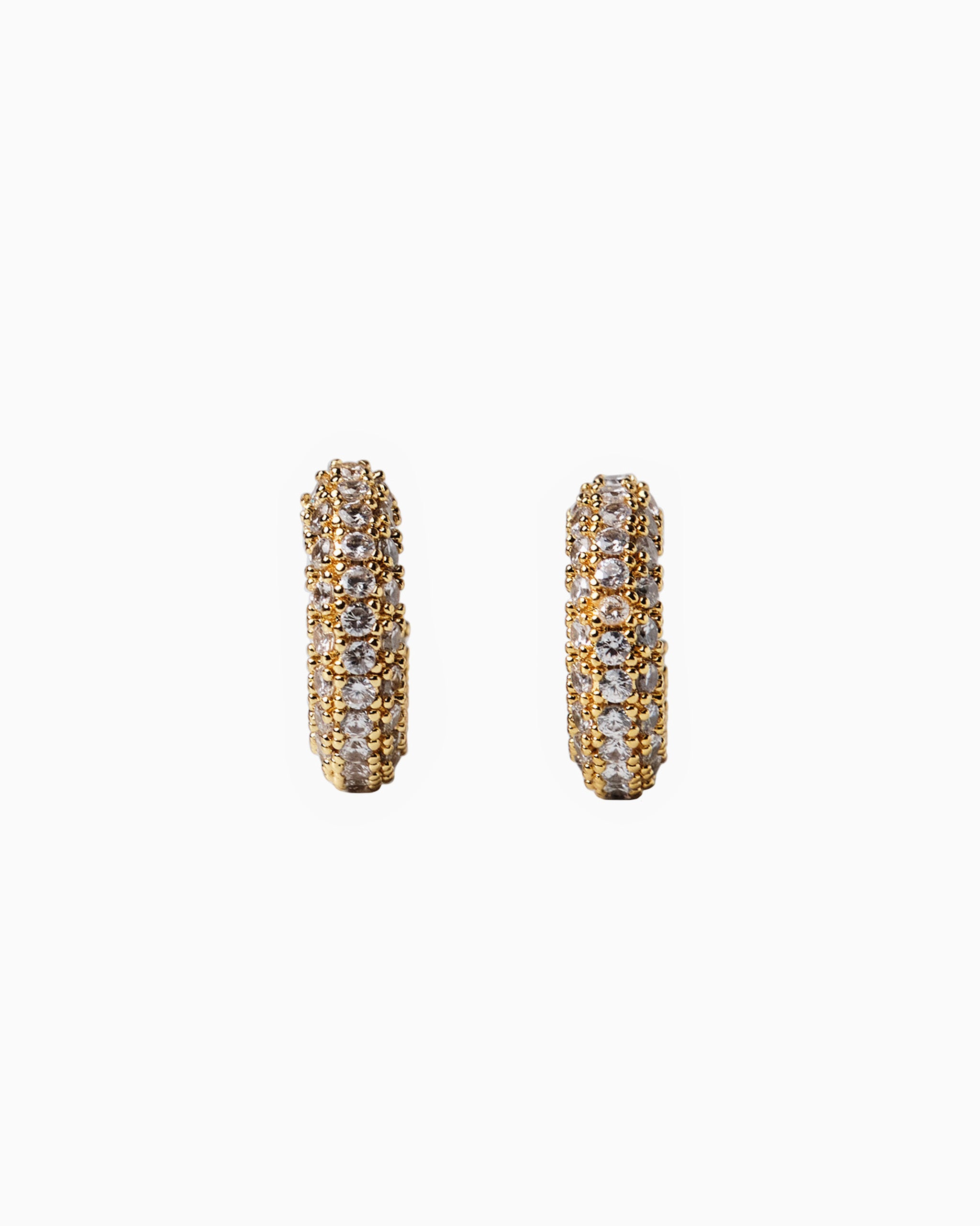 [18K] Bold CZ Pave Hoop Earrings (20mm)