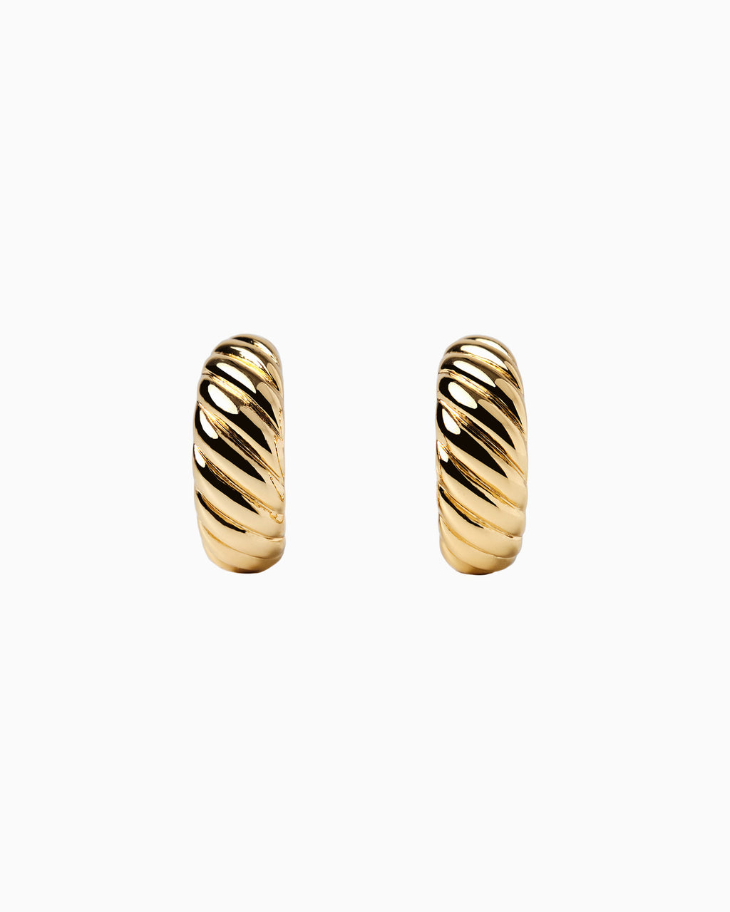 [18K] Gold Croissant Texture Hoop Earrings (20mm)