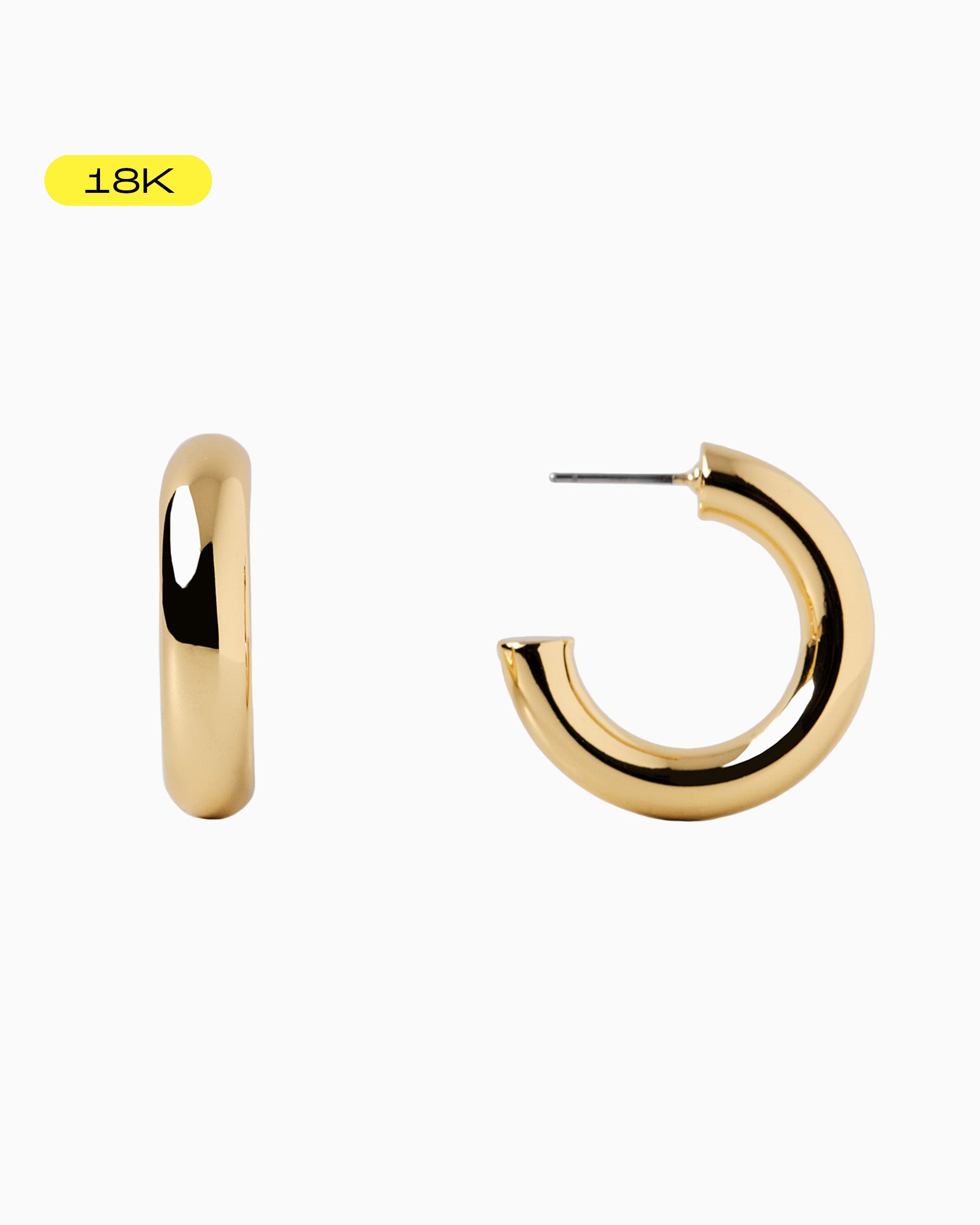 [18K] Bold Metal Hoop Earrings (27mm)