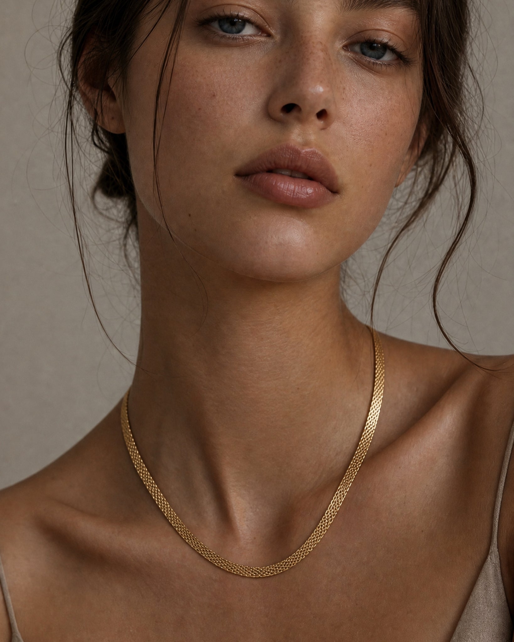 [18K] Mesh Chain Necklace-3