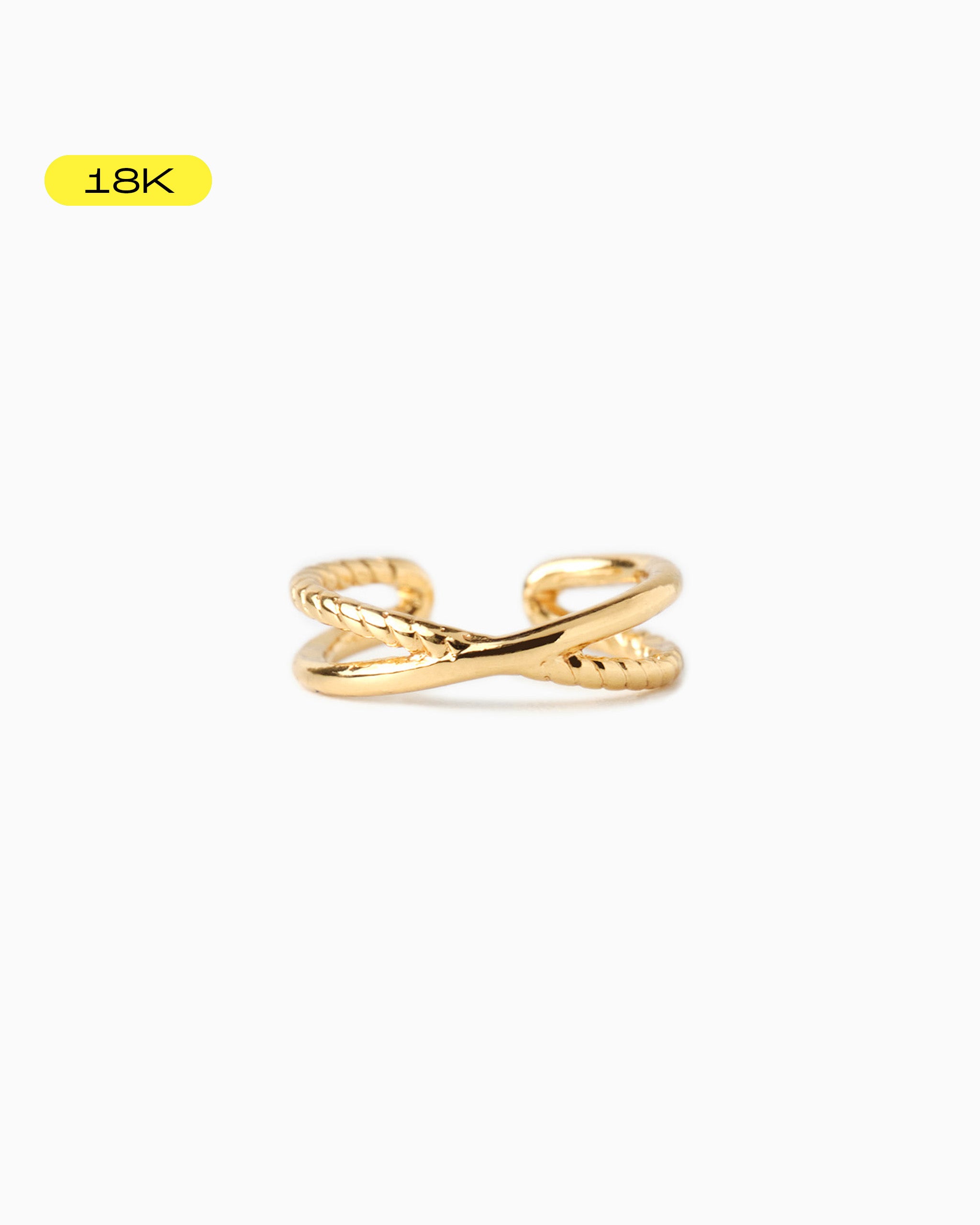 [18K] Contrasting Texture Cross Ear Cuff