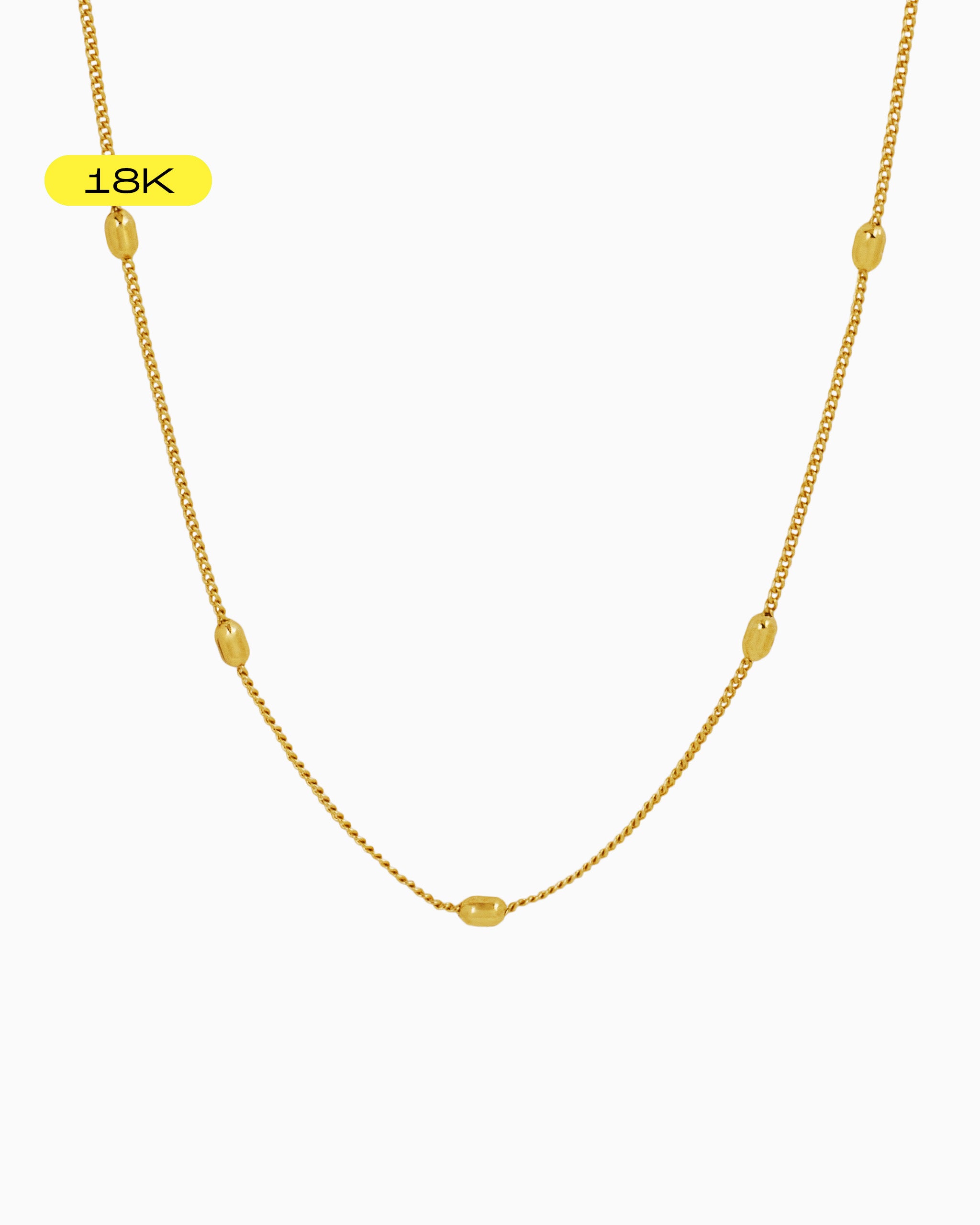 [18K] Oval Ball Station Necklace