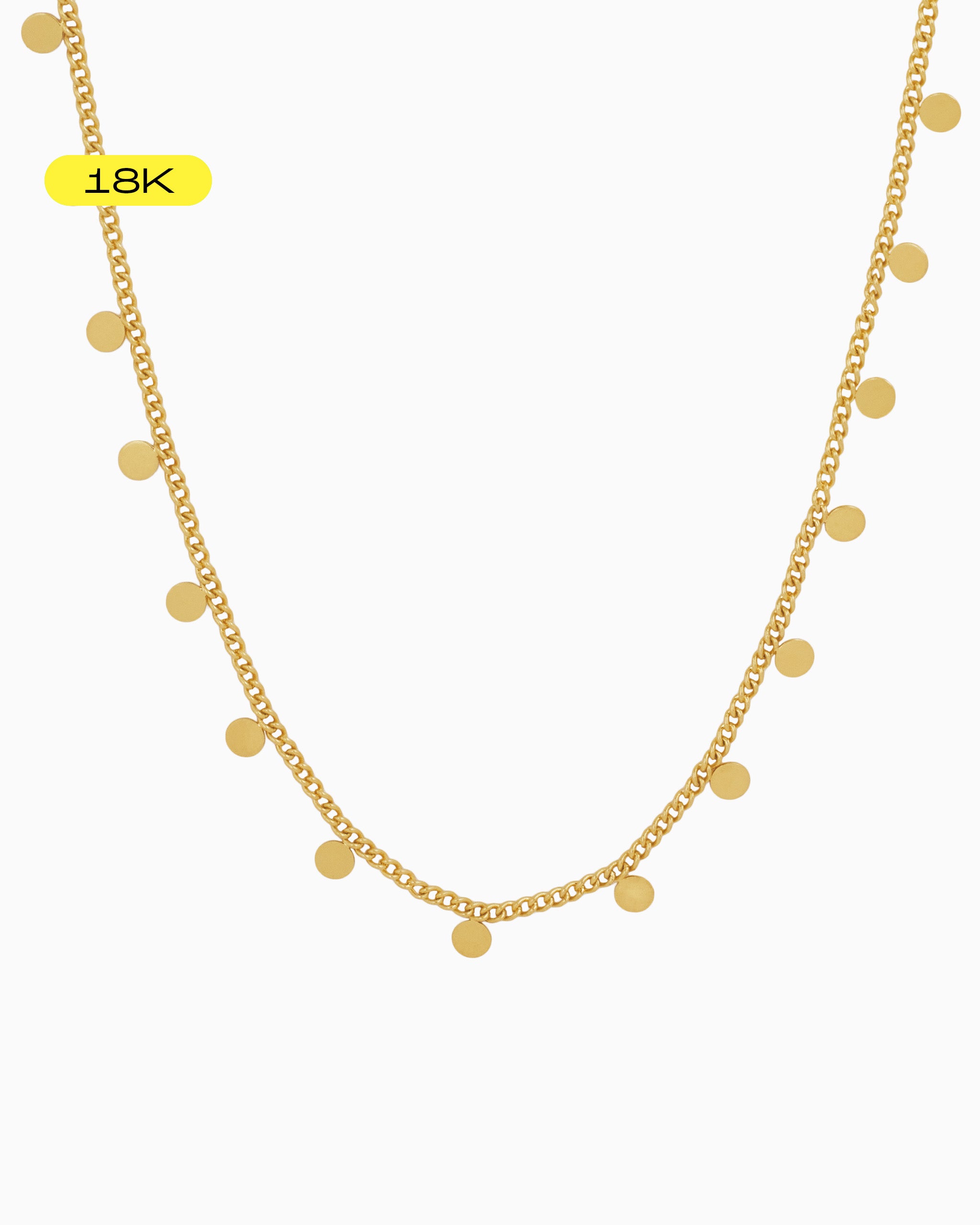 [18K] Station Disc Charm Adjustable Necklace