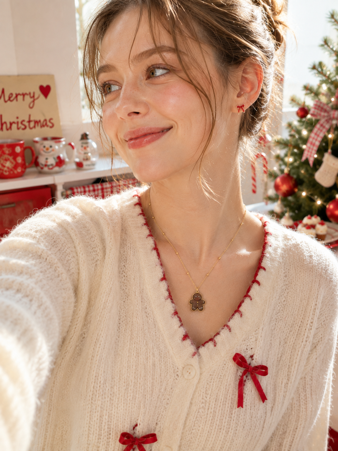 Christmas Gingerbread Man Pendant Necklace