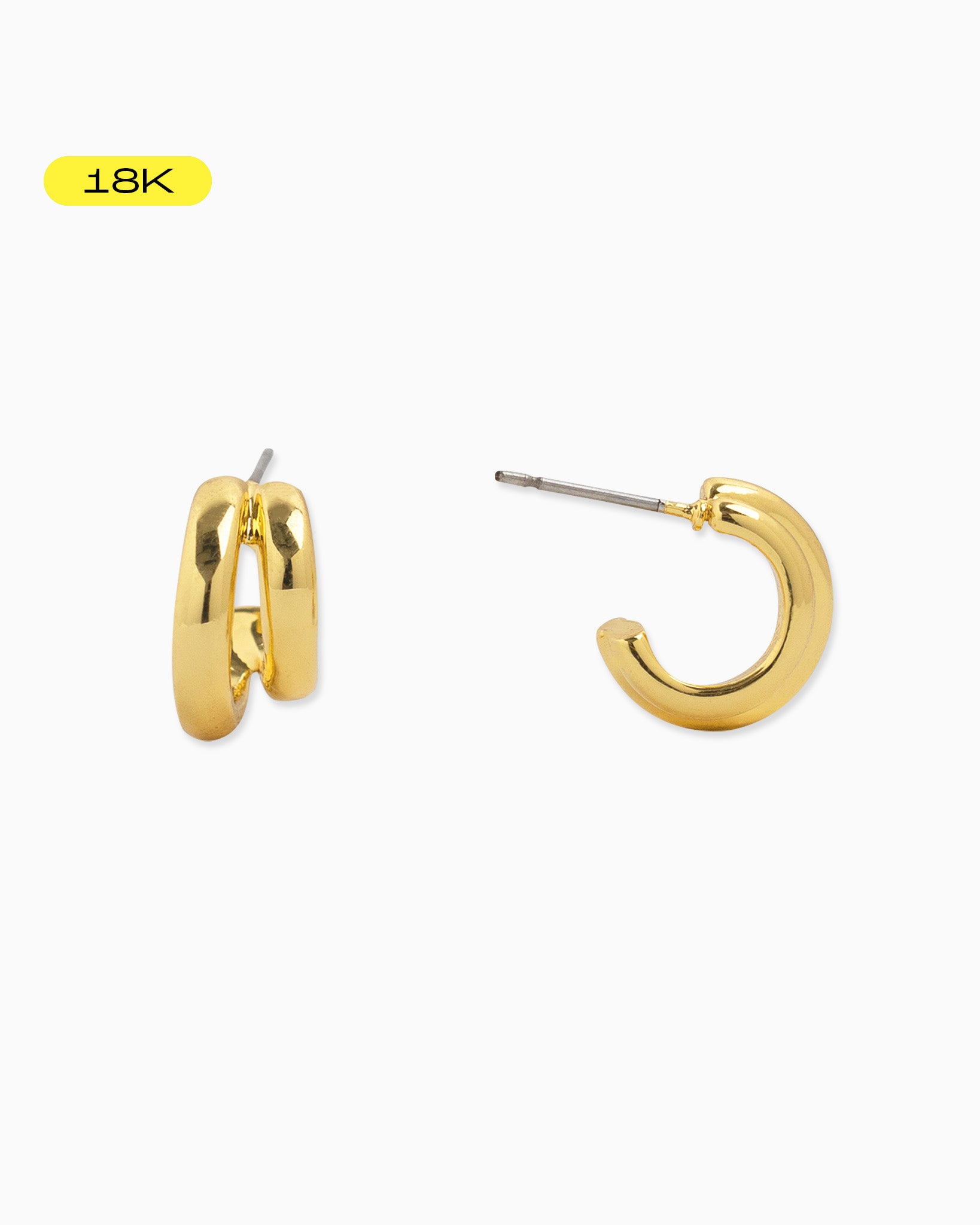 [18K] Double Hoop Joint Link Earrings