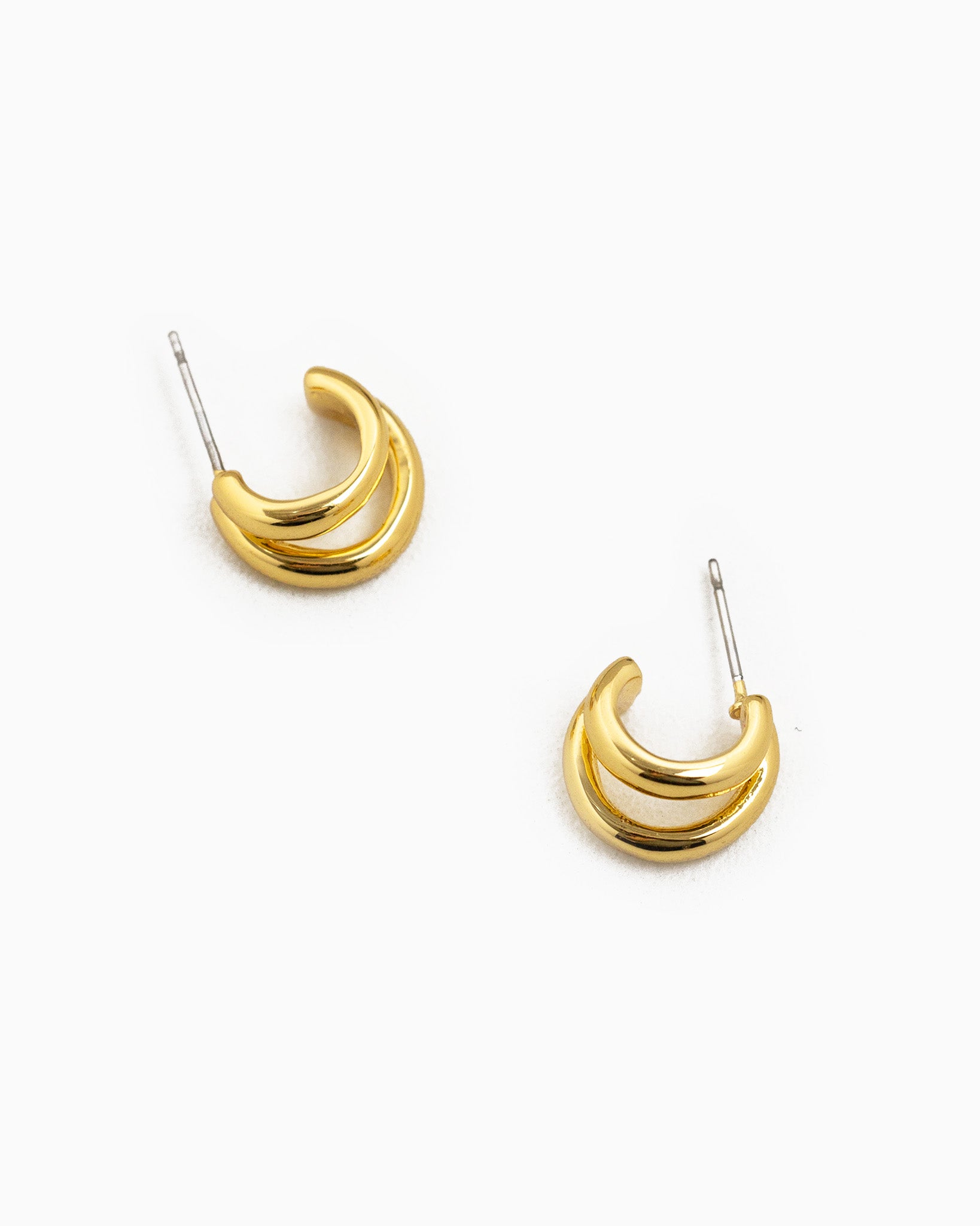 [18K] Double Hoop Joint Link Earrings