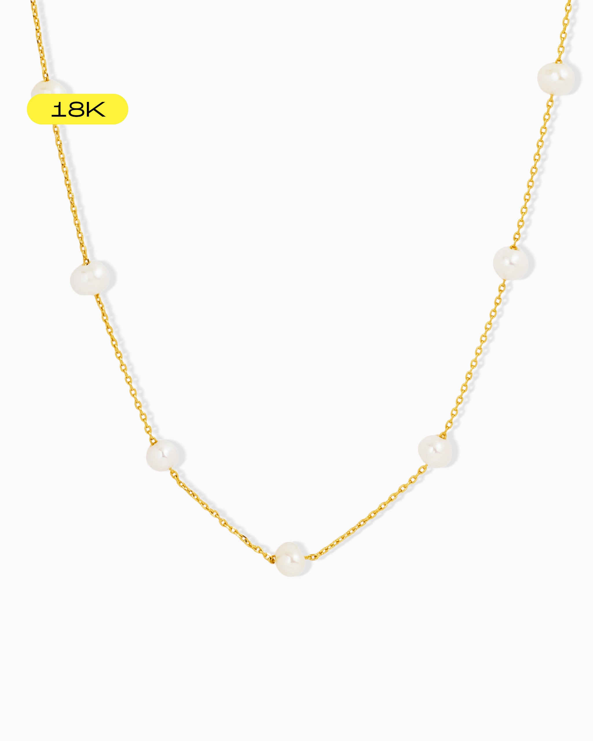 18K Freshwater pearl station necklace