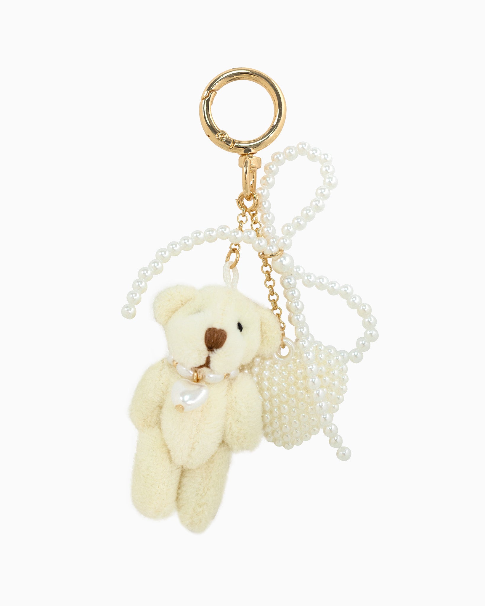 Plush Bear Bow Heart Bag Charm