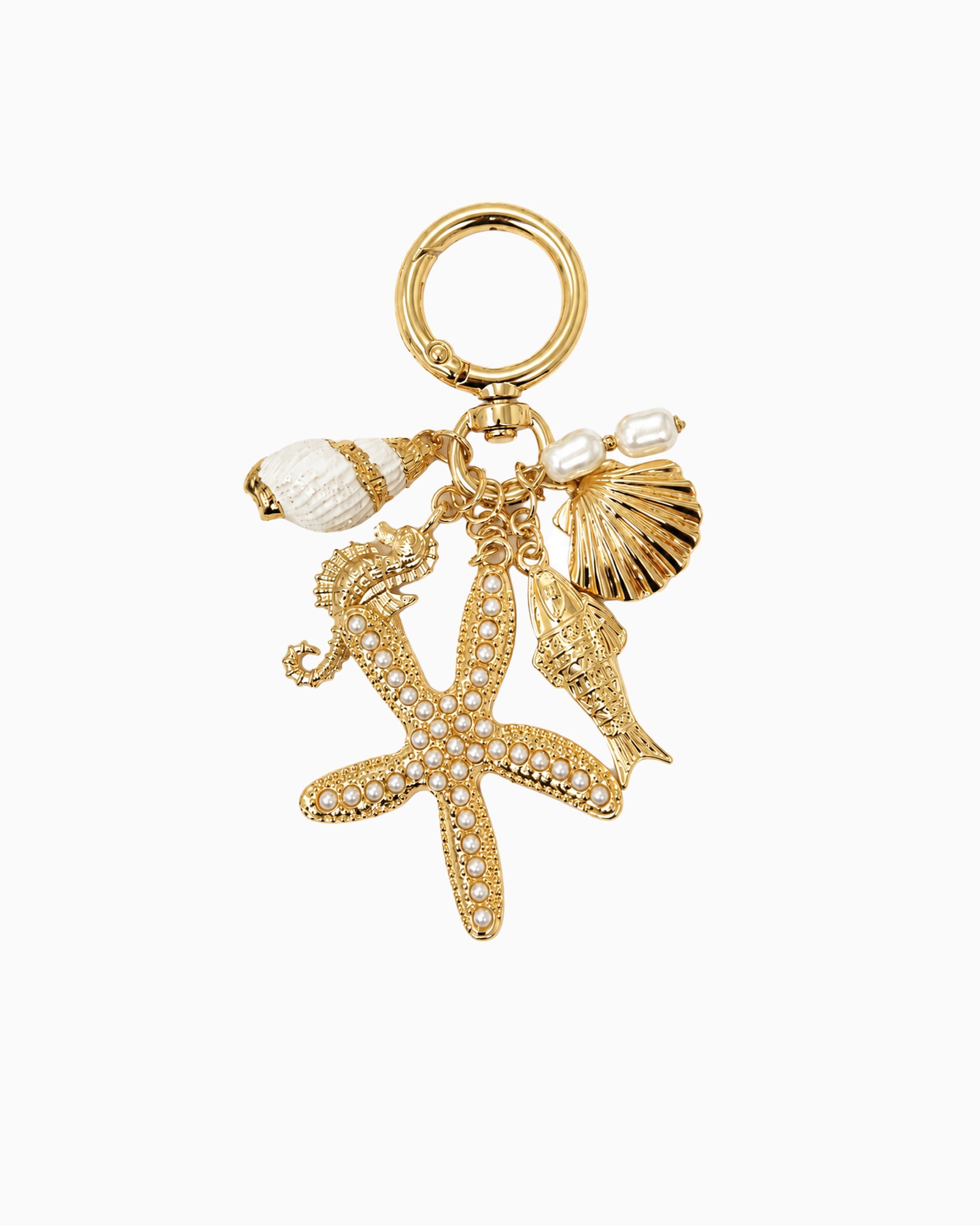 Sealife Shell Pearl Bag Charm Key Chain