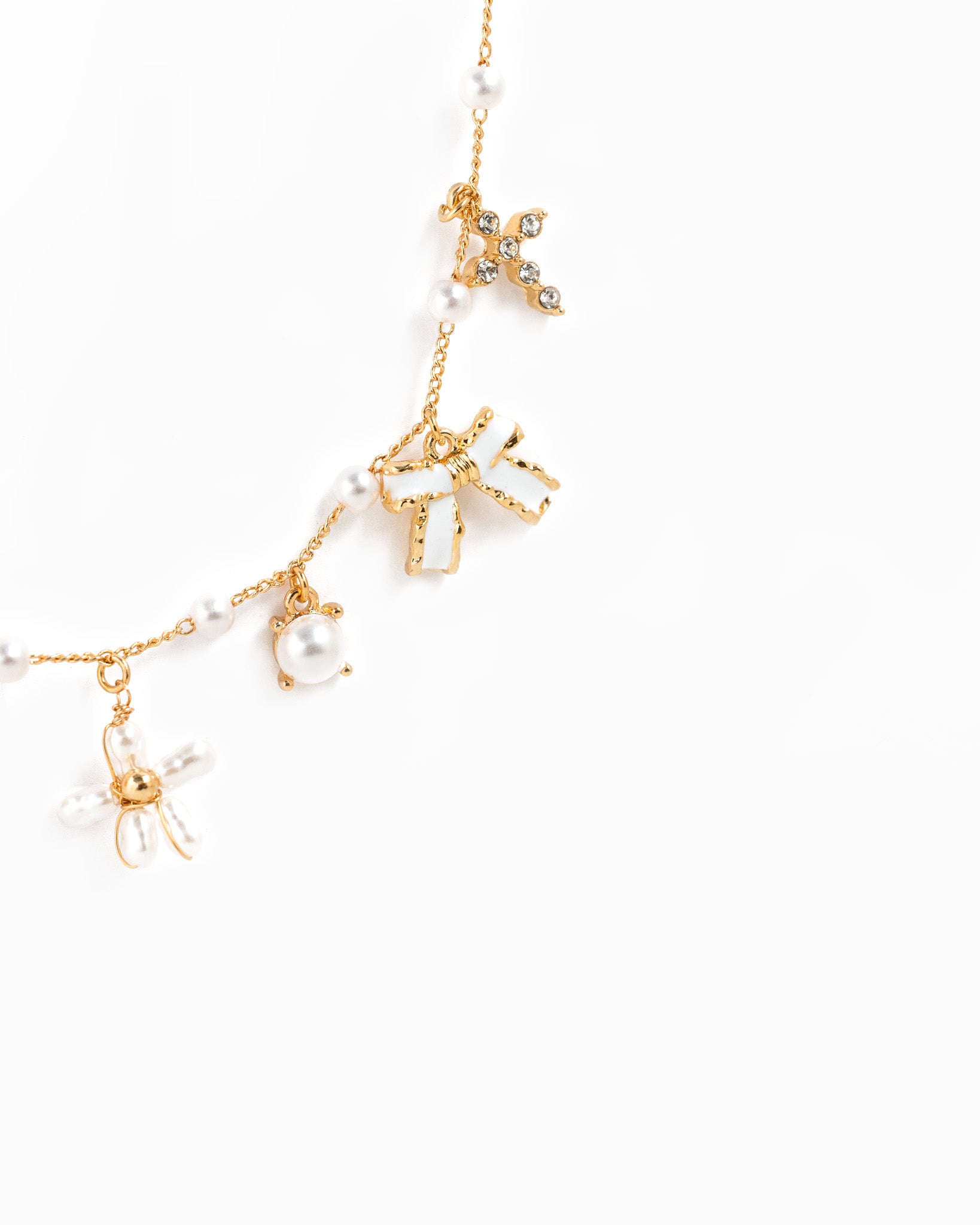 Pearl Flower Multi Charm Bracelet