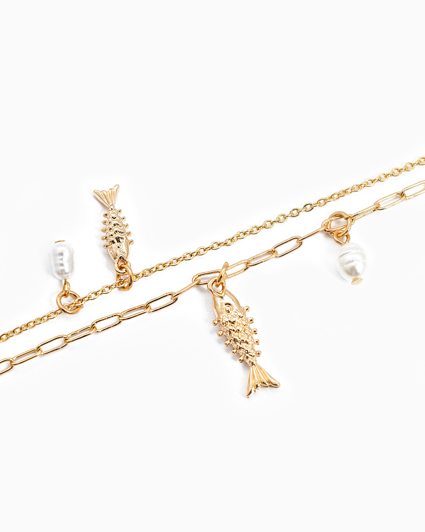 Sealife Sardine Fish Charm Layered Bracelet