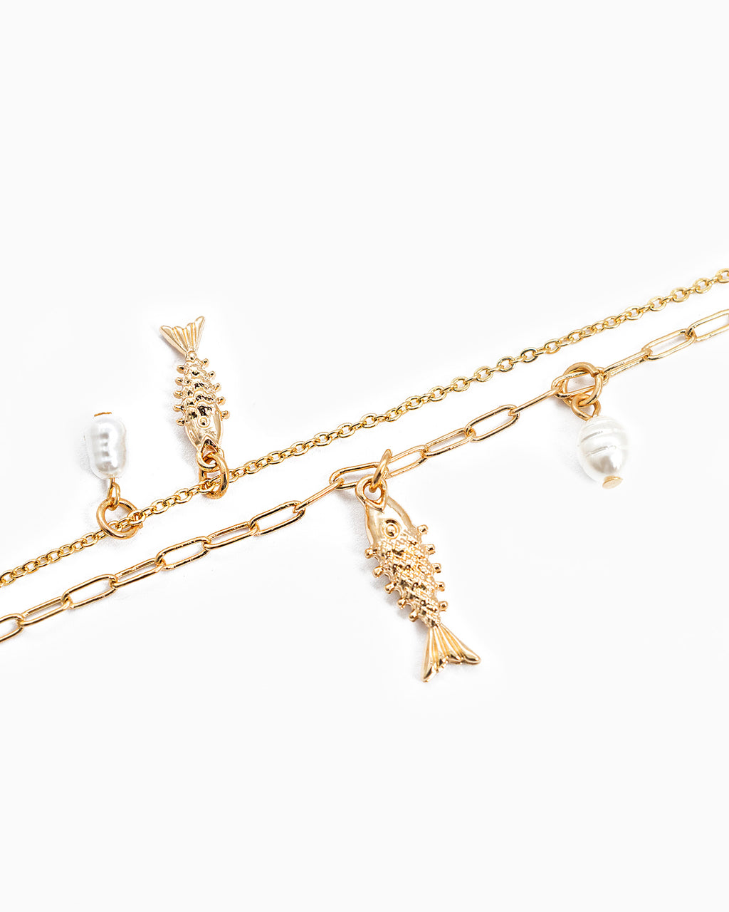 Sealife Sardine Fish Charm Layered Bracelet