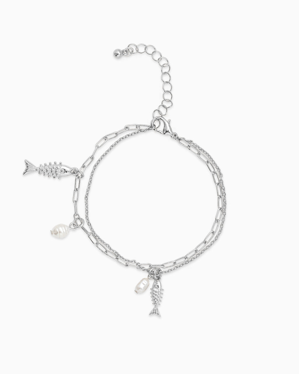 Sealife Sardine Fish Charm Layered Bracelet
