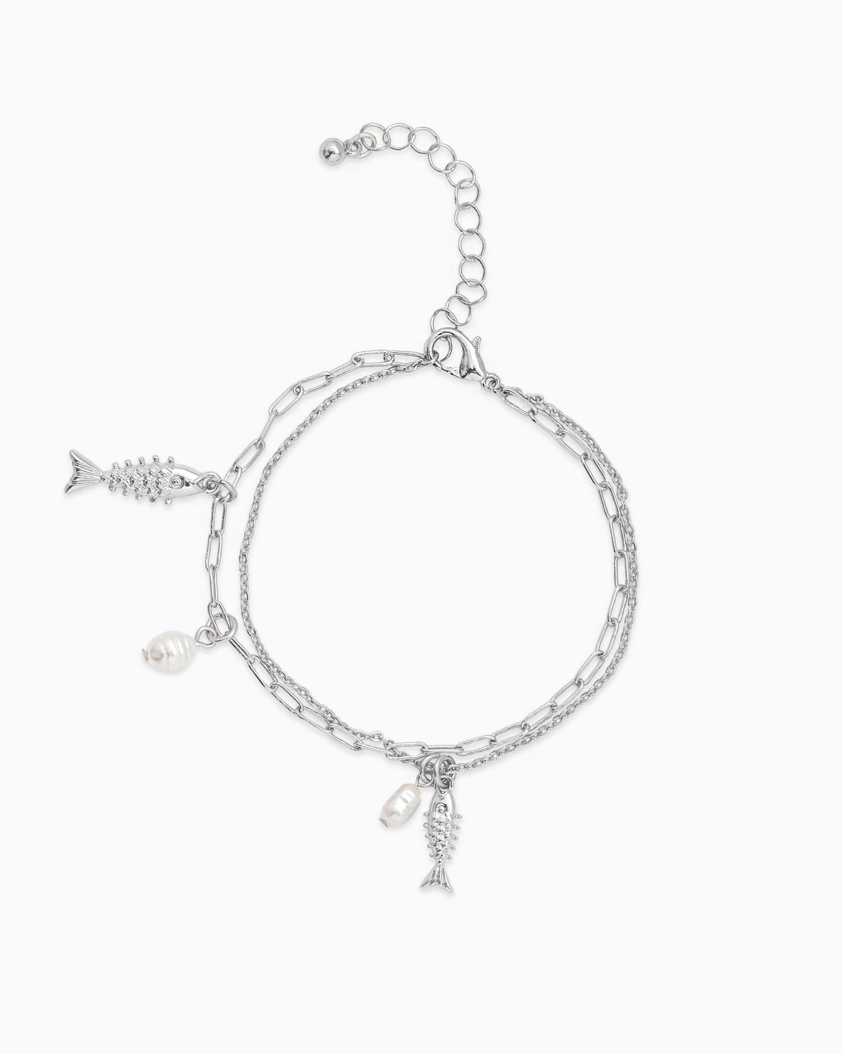 Sealife Sardine Fish Charm Layered Bracelet