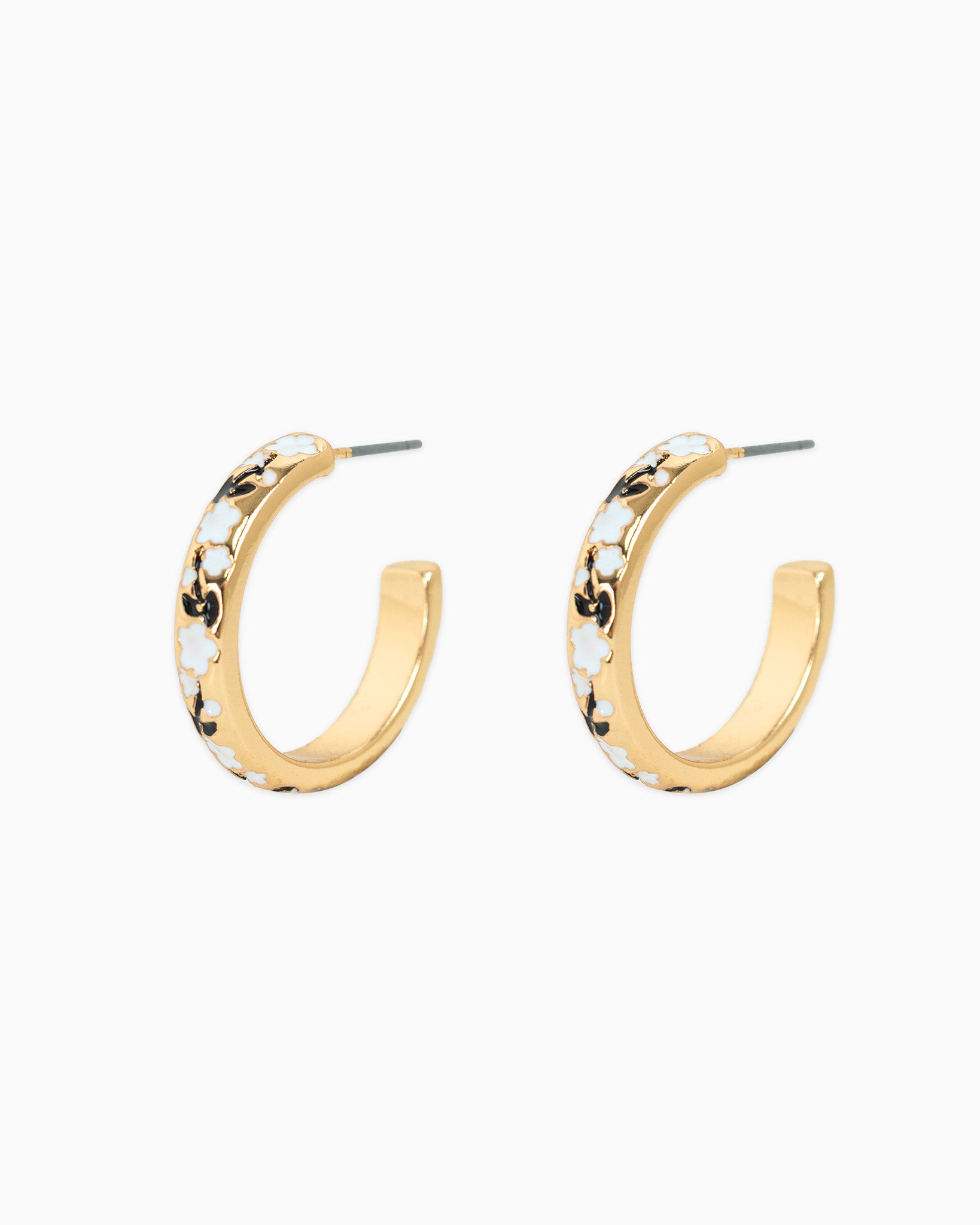 Enamel Floral Hoop Earrings