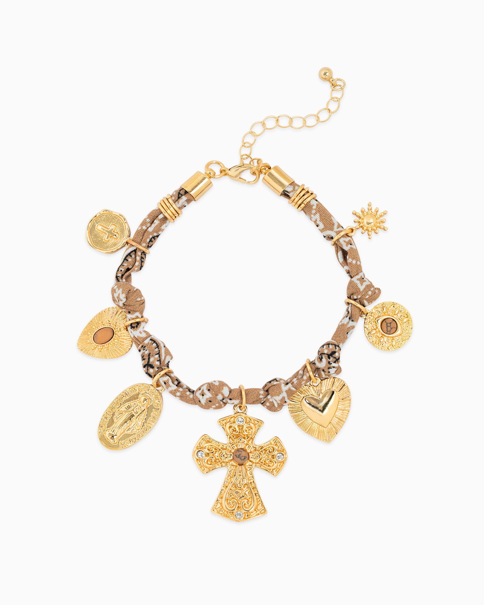 7 Charm Cross Paisley Scarf Bracelet