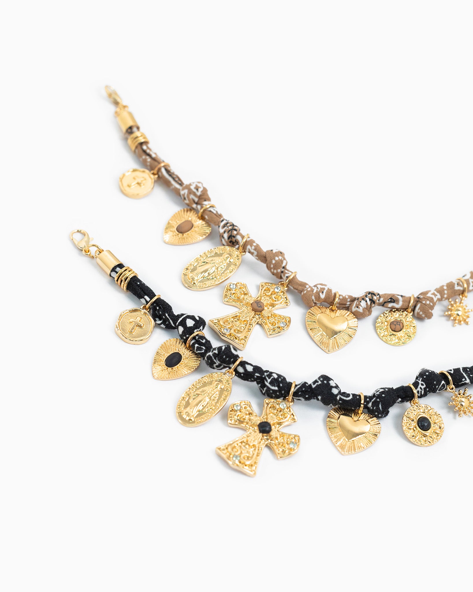 7 Charm Cross Paisley Scarf Bracelet