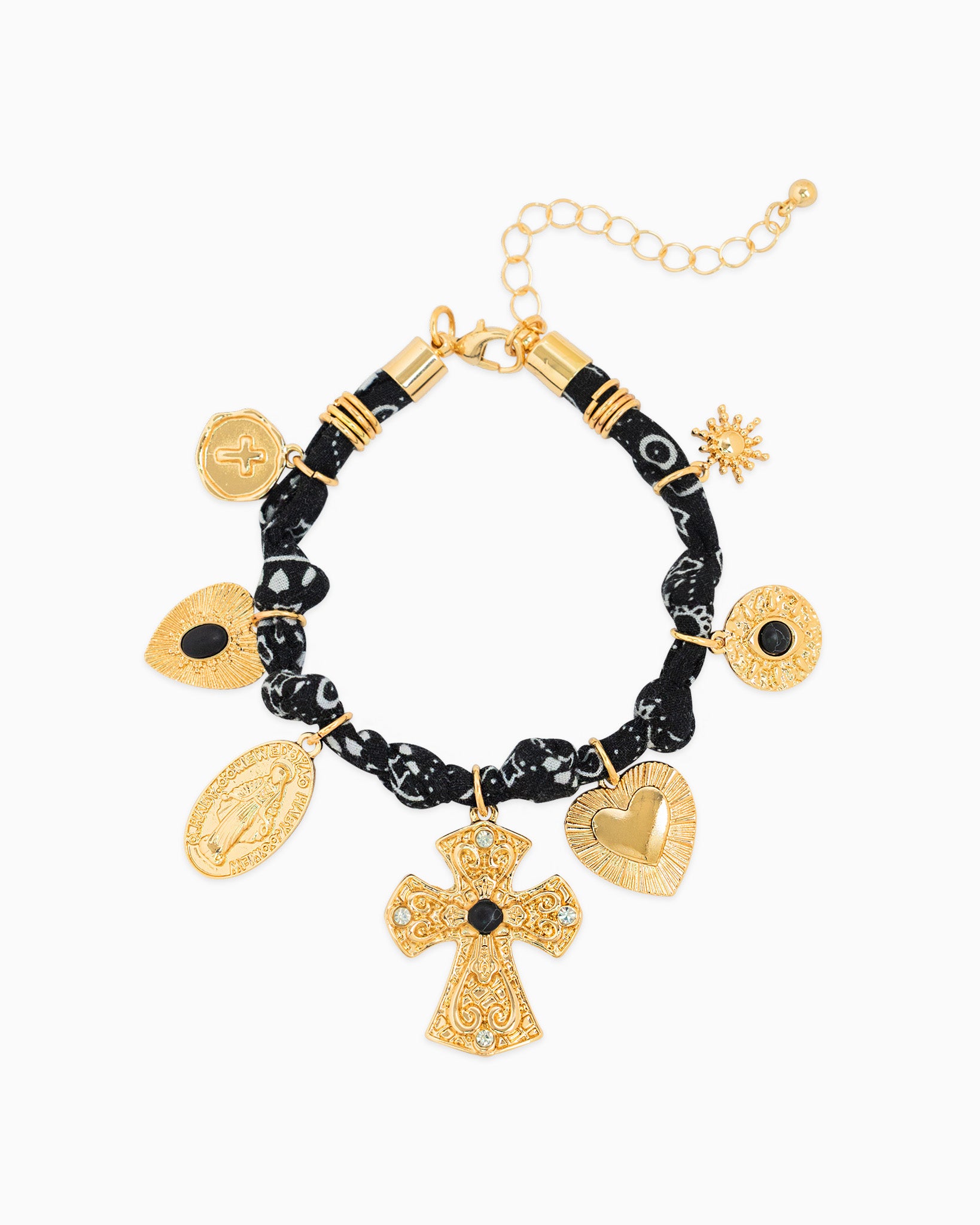 7 Charm Cross Paisley Scarf Bracelet
