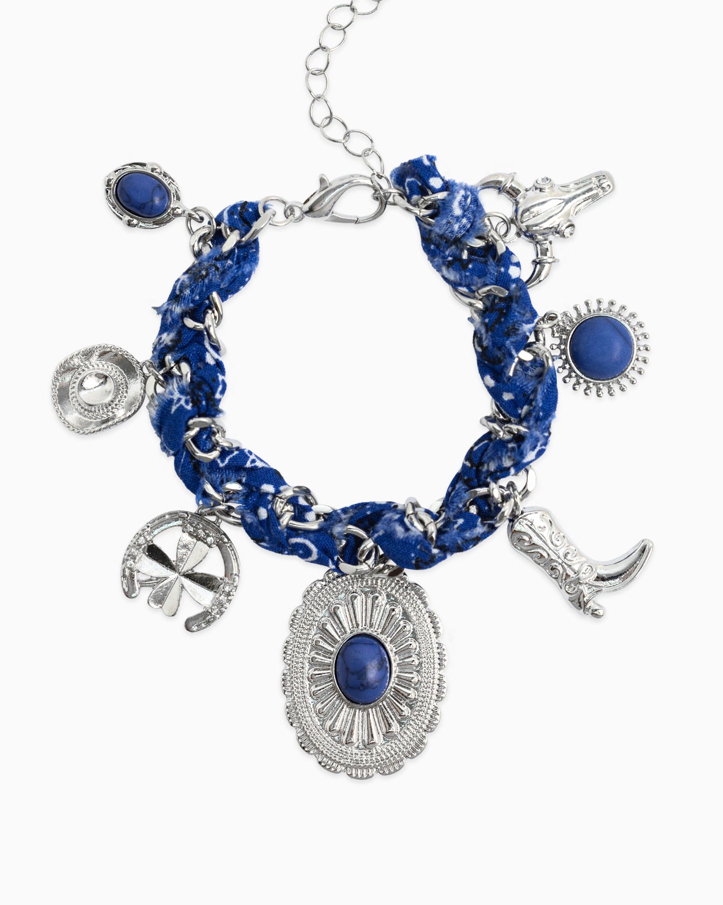 Paisley Scarf Western Concho Multi Charm Bracelet