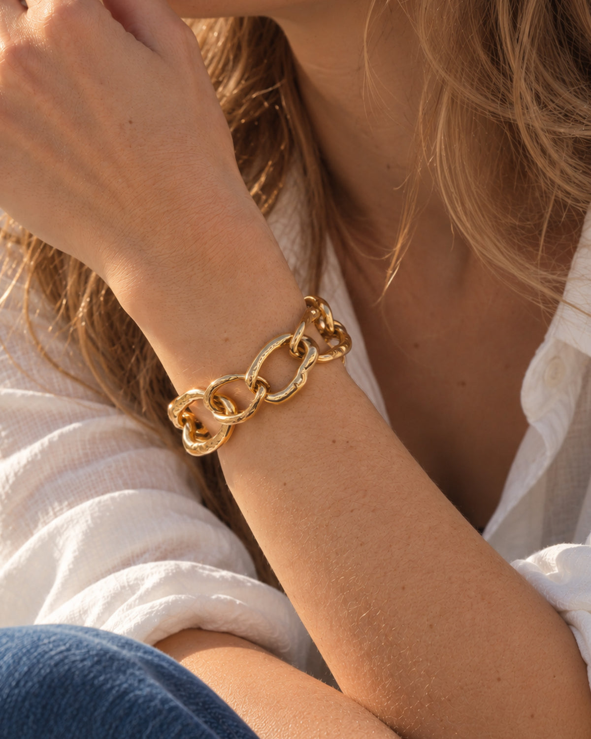 Organic Textured Link Chain Bracelet-1