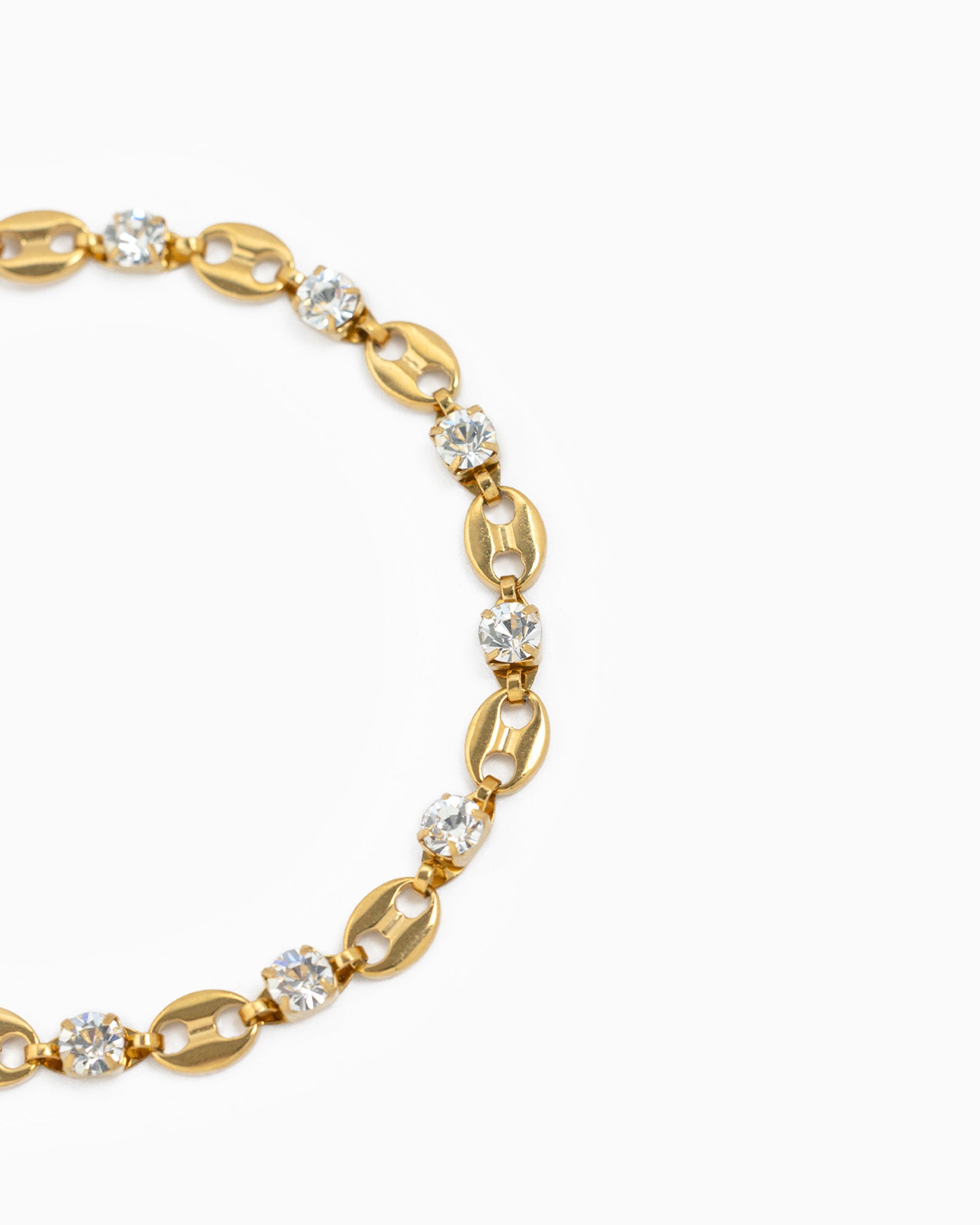 Stainless Stone Oval Mariner Link Bracelet