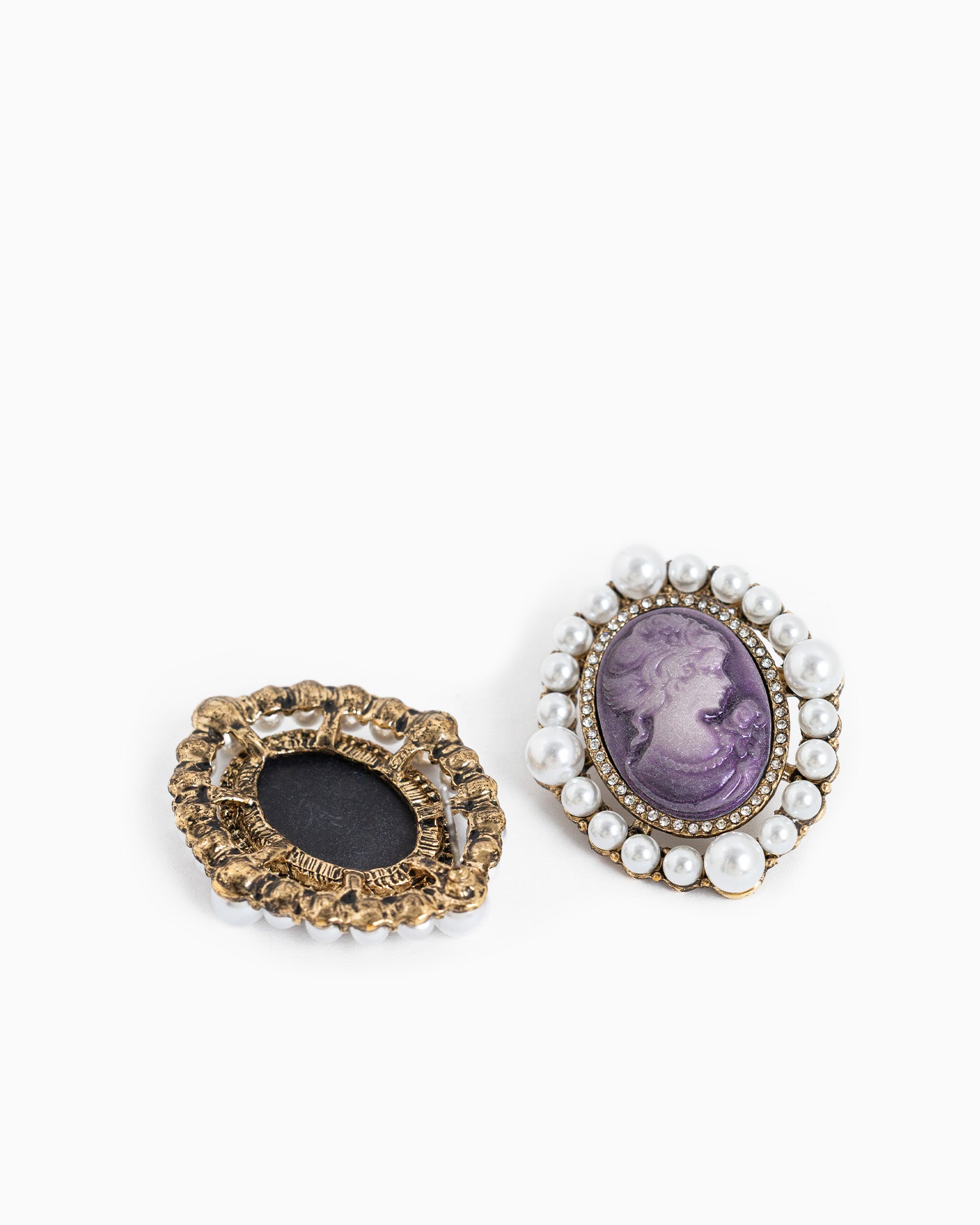 Antique Cameo Pearl Frame Stud Earrings