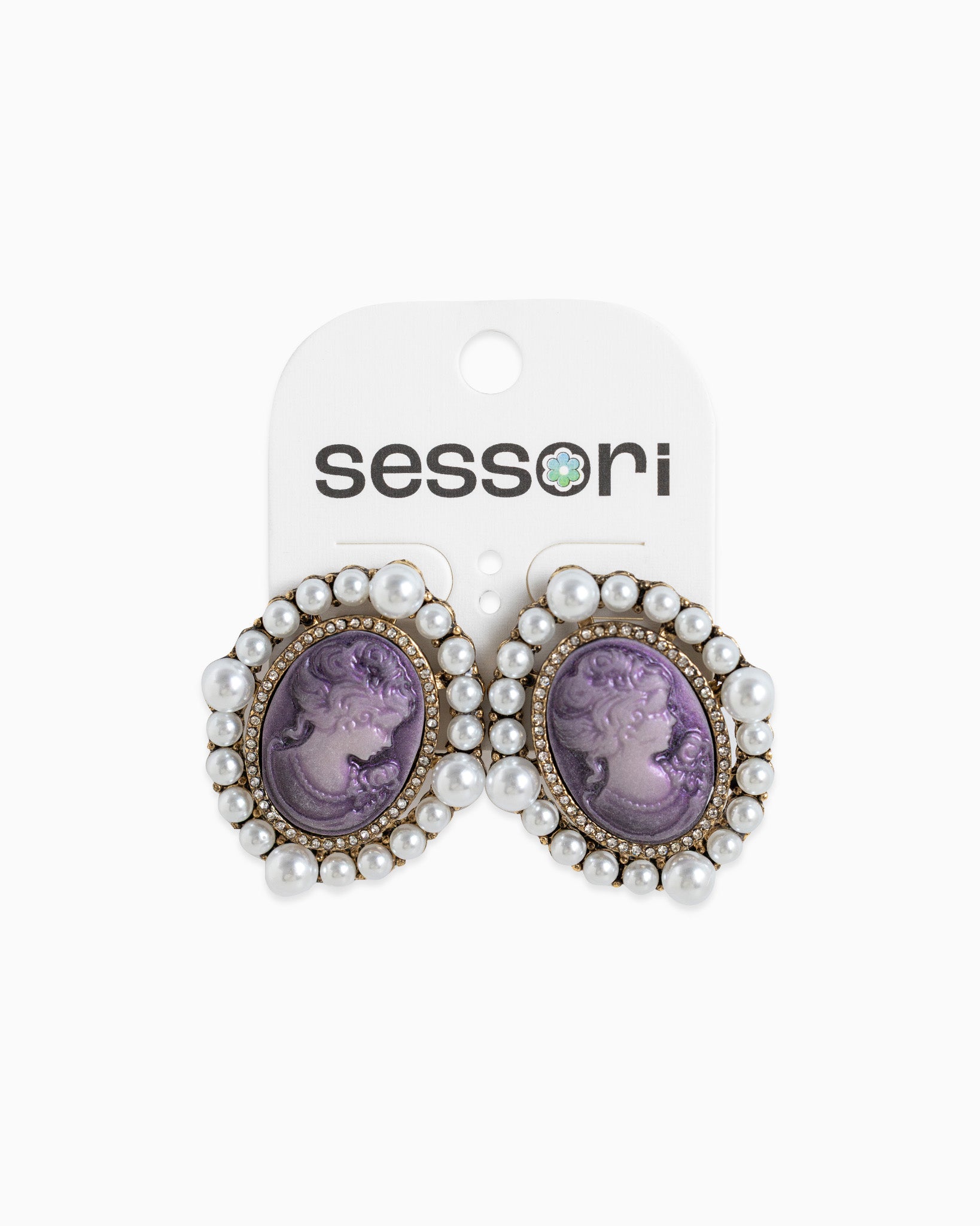 Antique Cameo Pearl Frame Stud Earrings