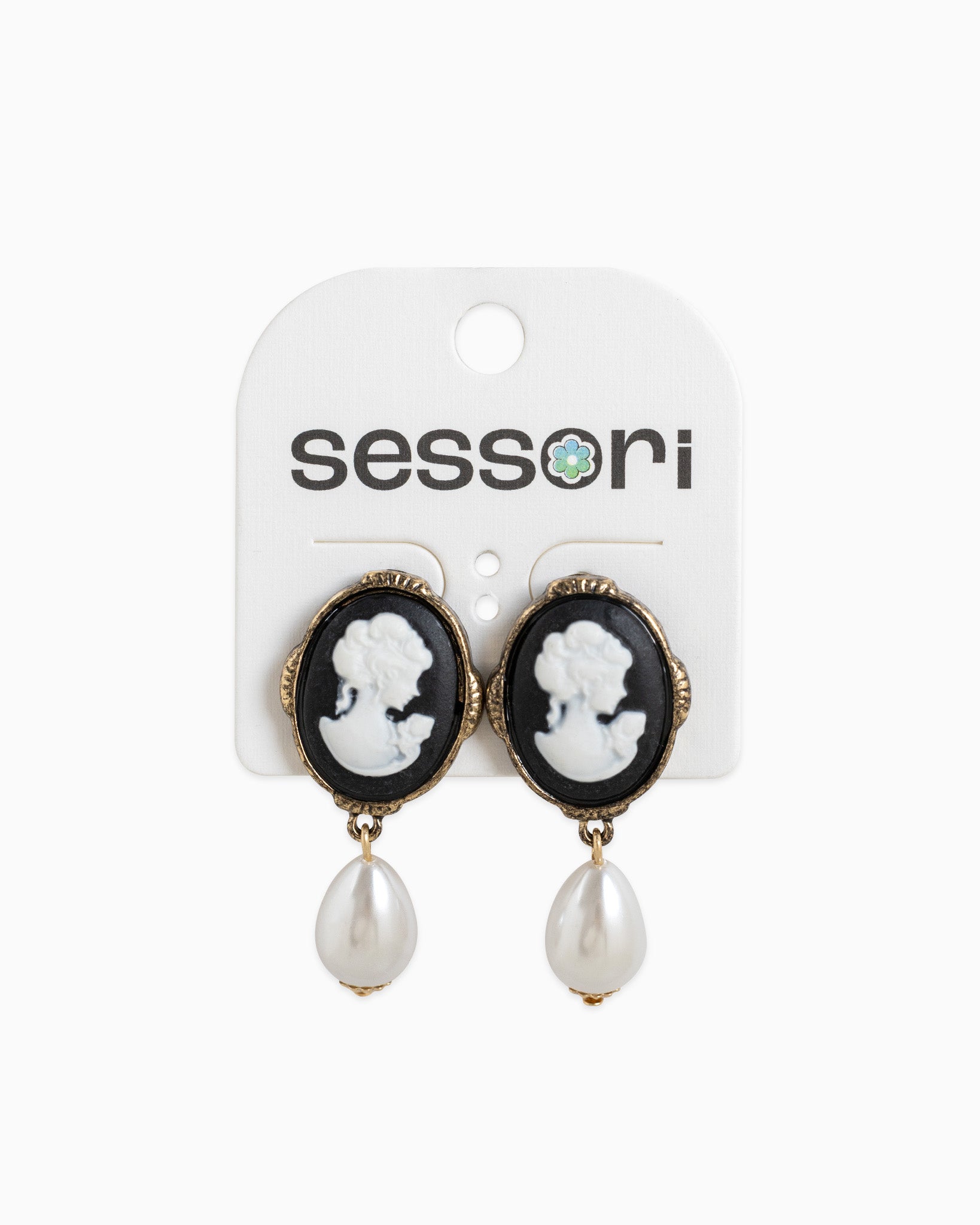 Antique Cameo Pearl Drop Earrings