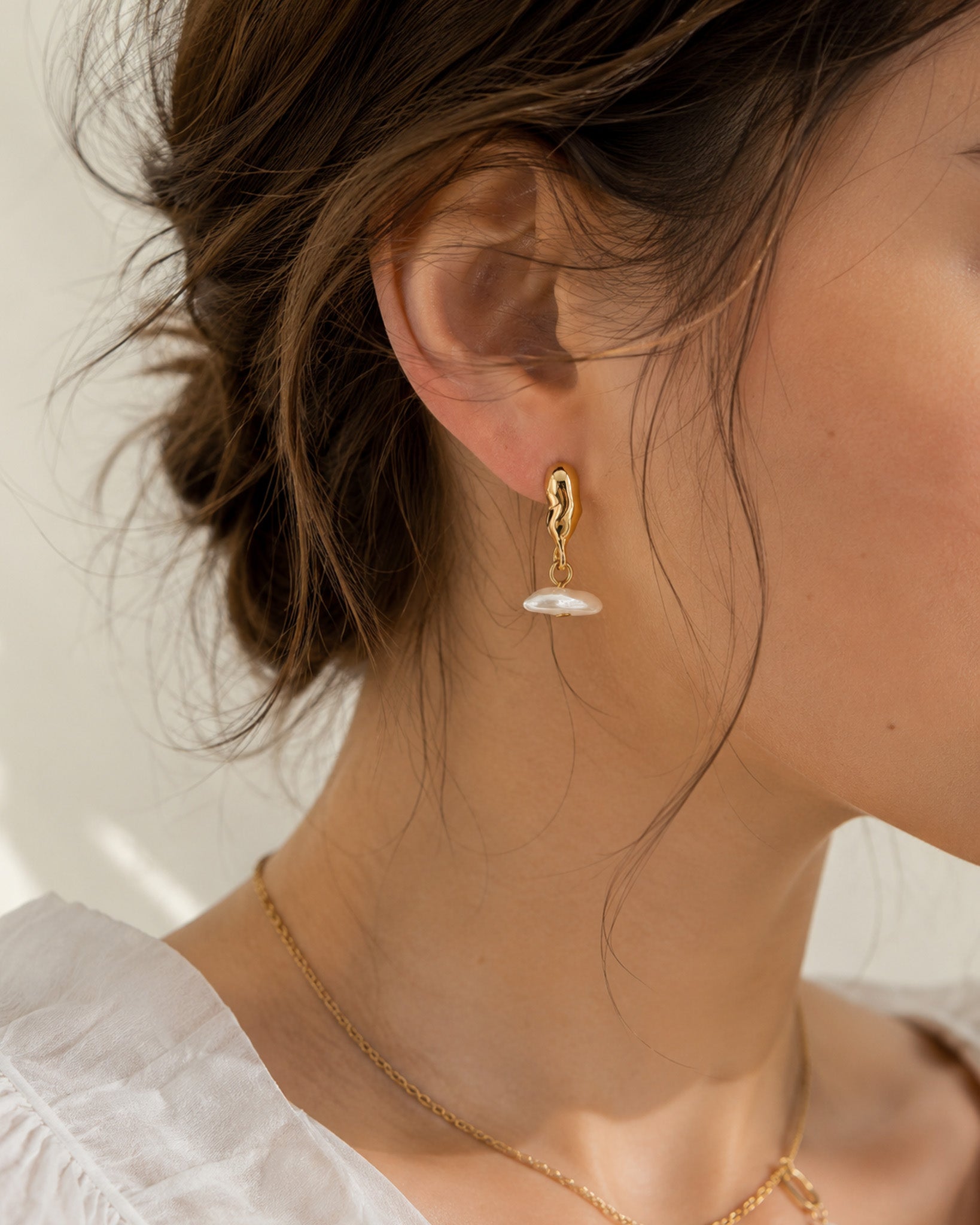 Organic Baroque Pearl Drop Earrings-1