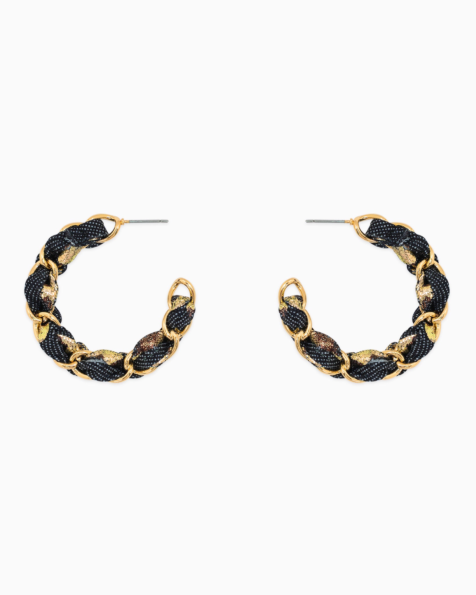Denim Leopard Scarf Chain Hoop Earrings