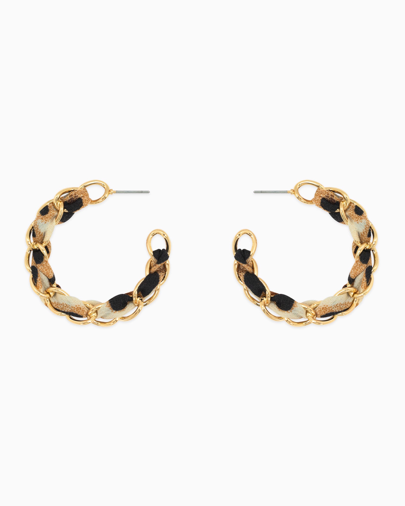 Leopard Scarf Chain Hoop Earrings