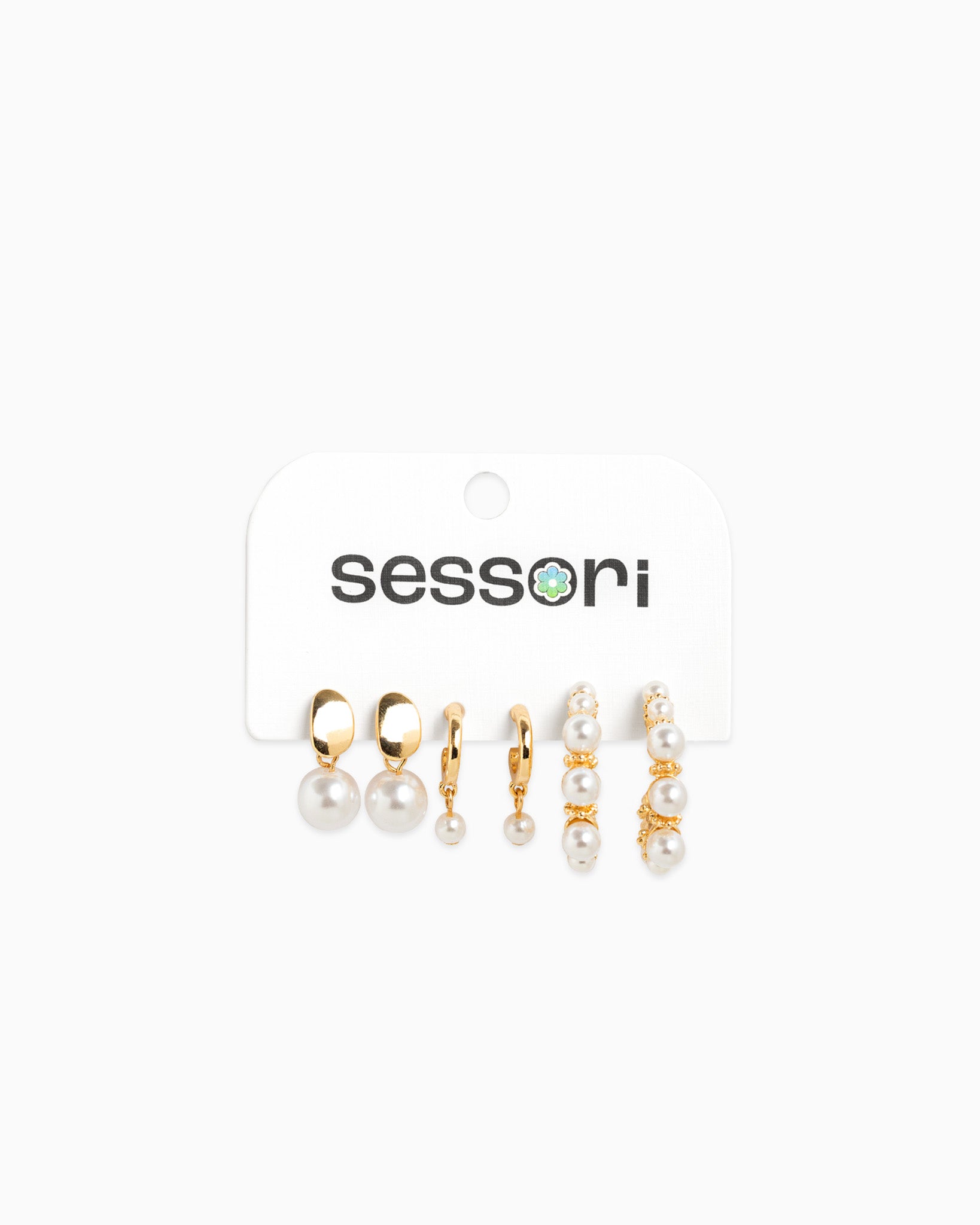 Essential Pearl Drop Hoop Earrings Set