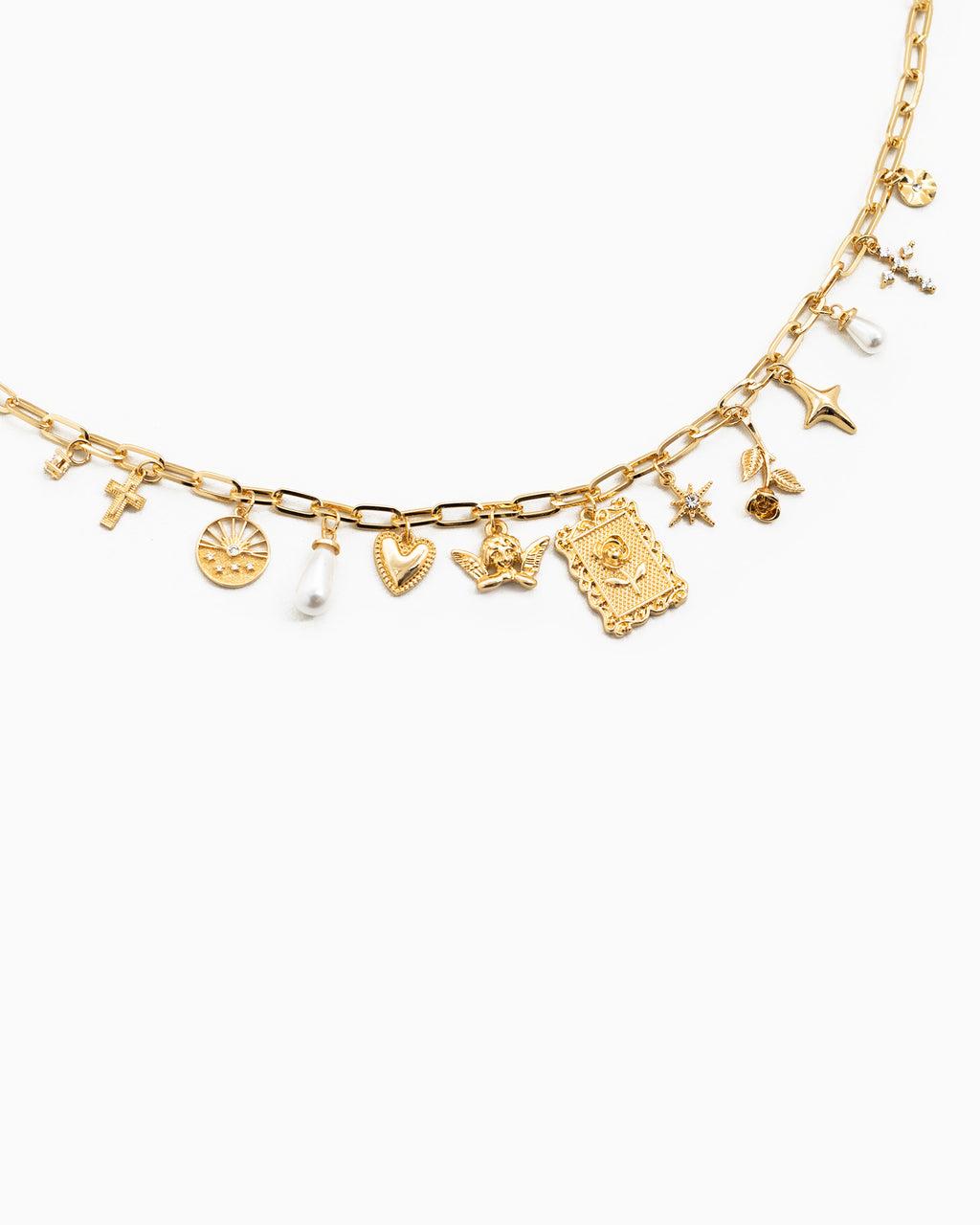 Framed Rose Multi Charm Necklace