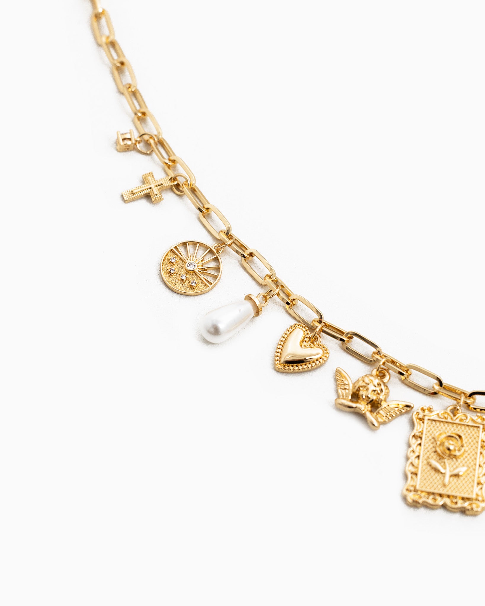 Framed Rose Multi Charm Necklace