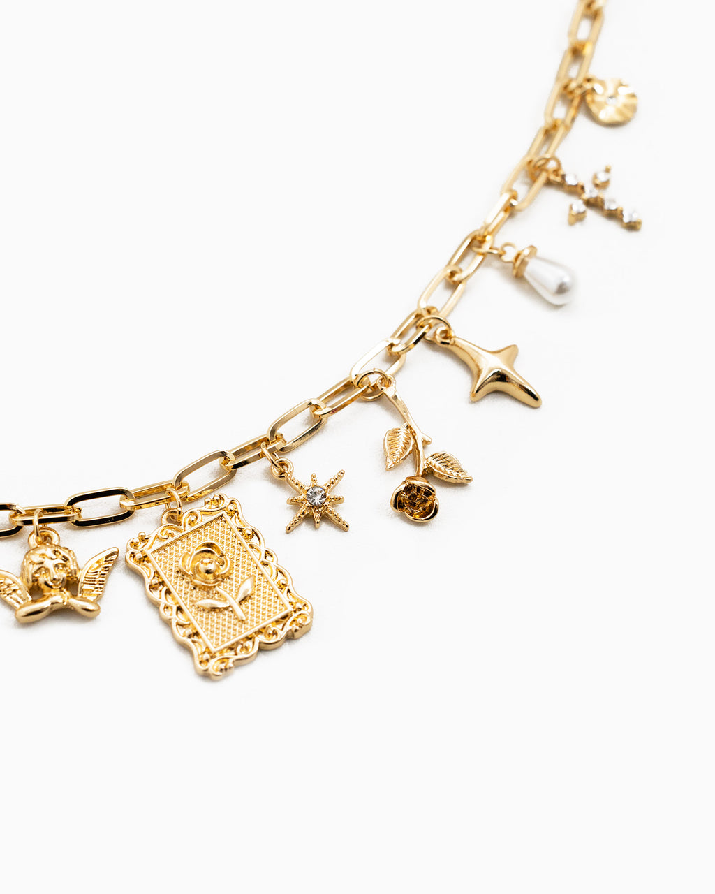 Framed Rose Multi Charm Necklace