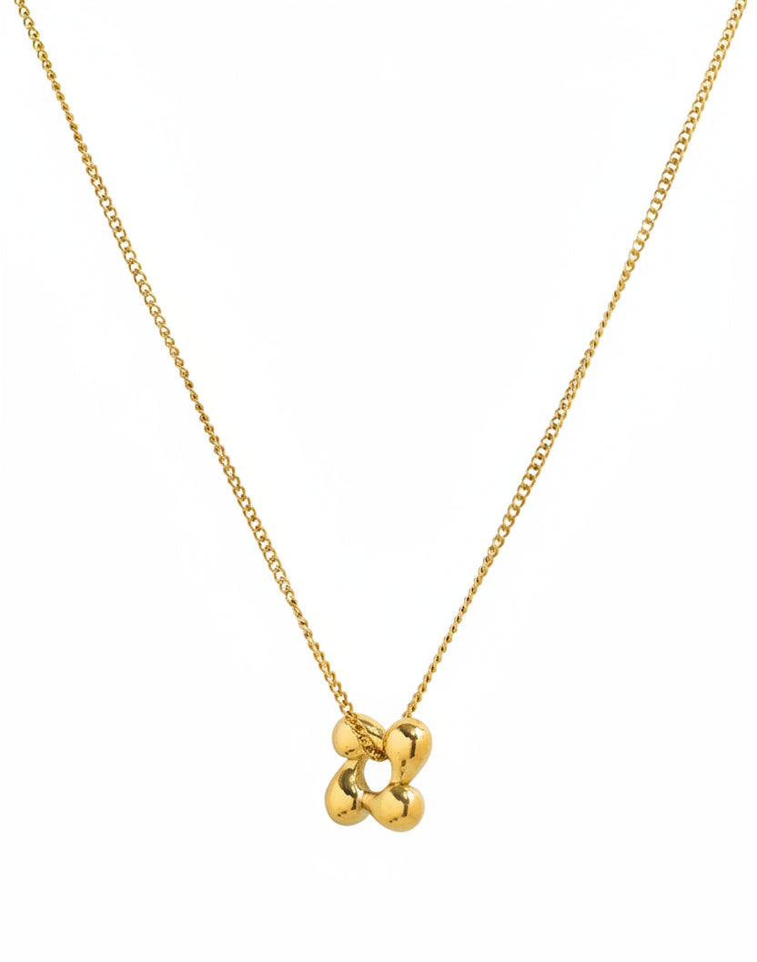 Stainless Puffy Petal Flower Pendant Necklace