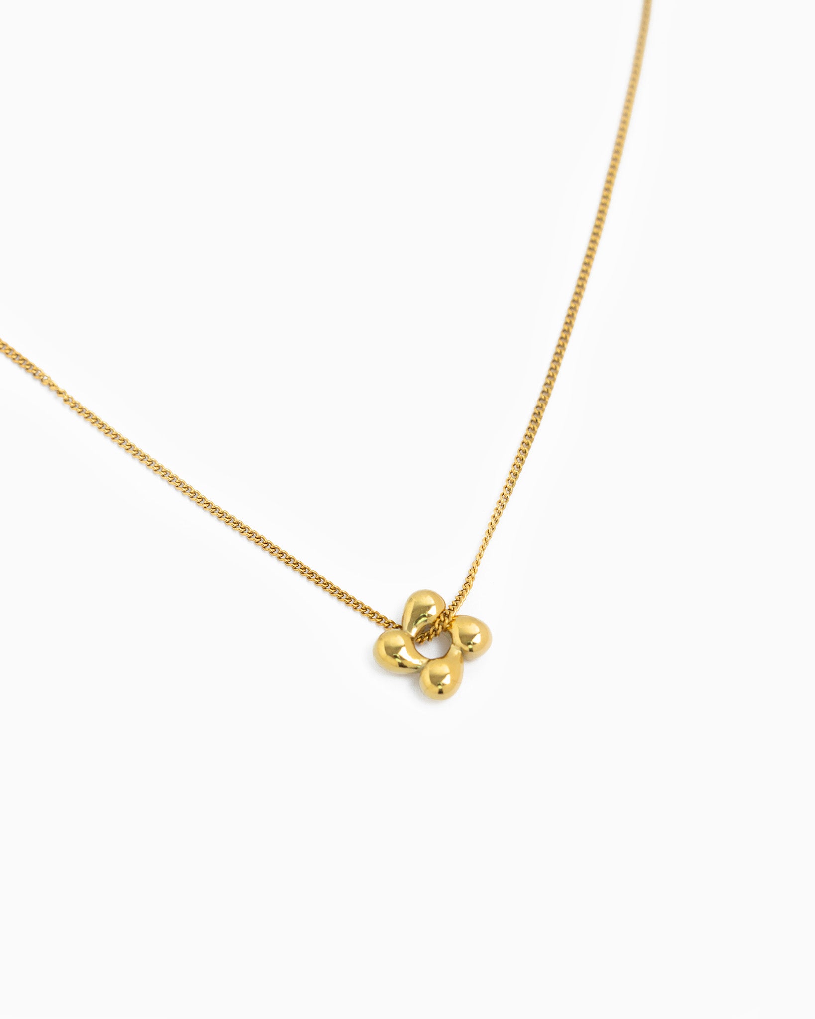 Stainless Puffy Petal Flower Pendant Necklace