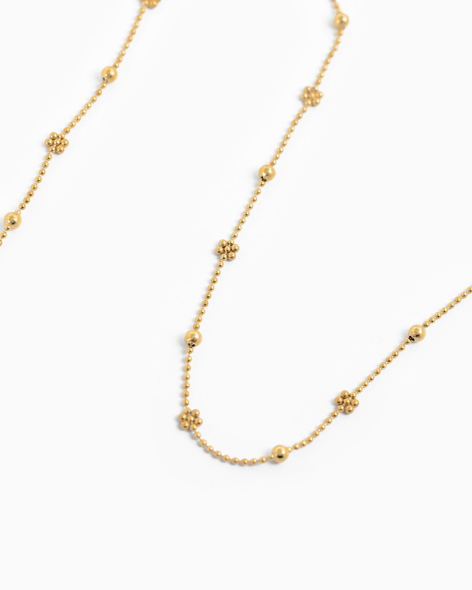 Stainless Dainty Clover Bead Station Necklace