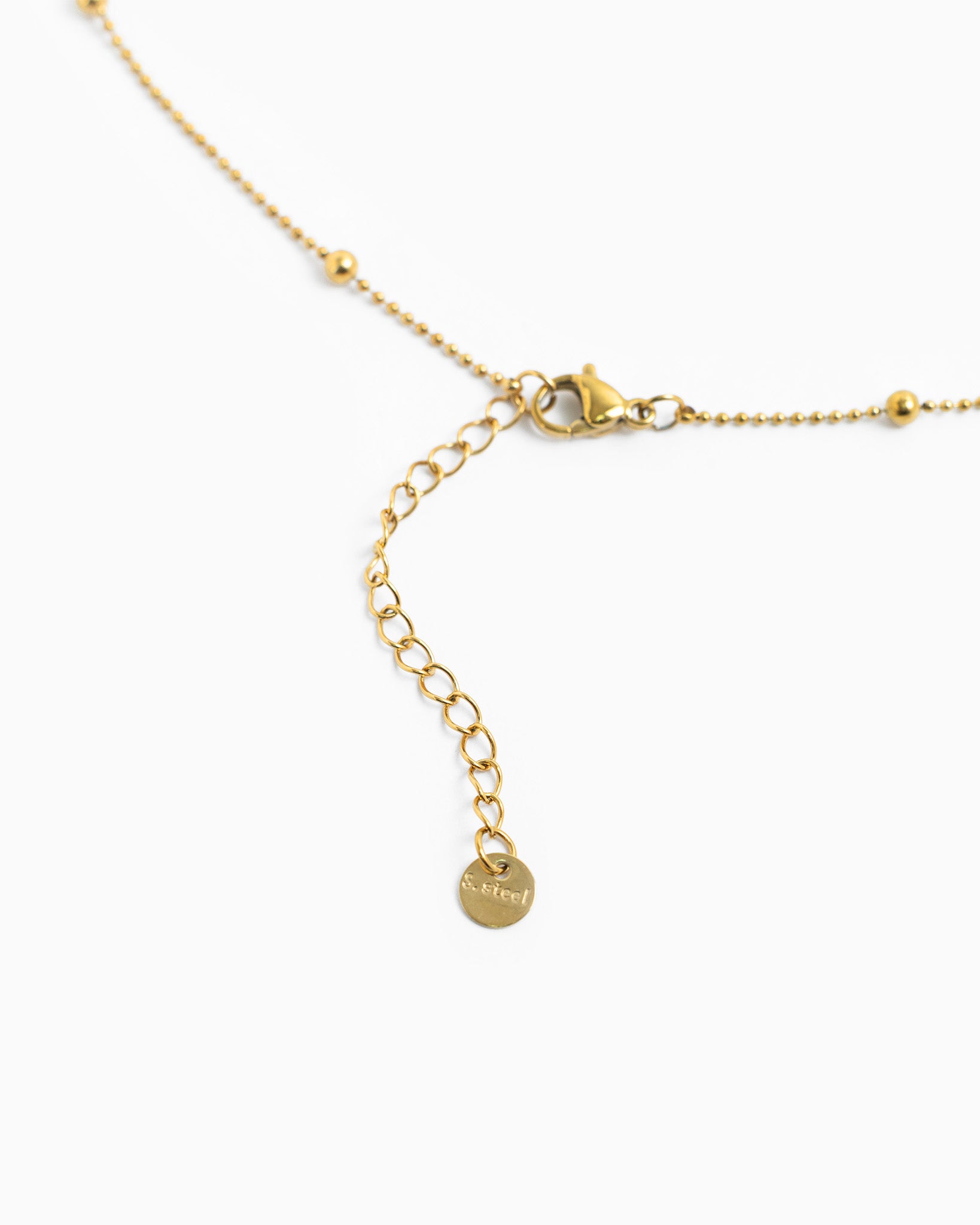 Stainless Dainty Clover Bead Station Necklace-3