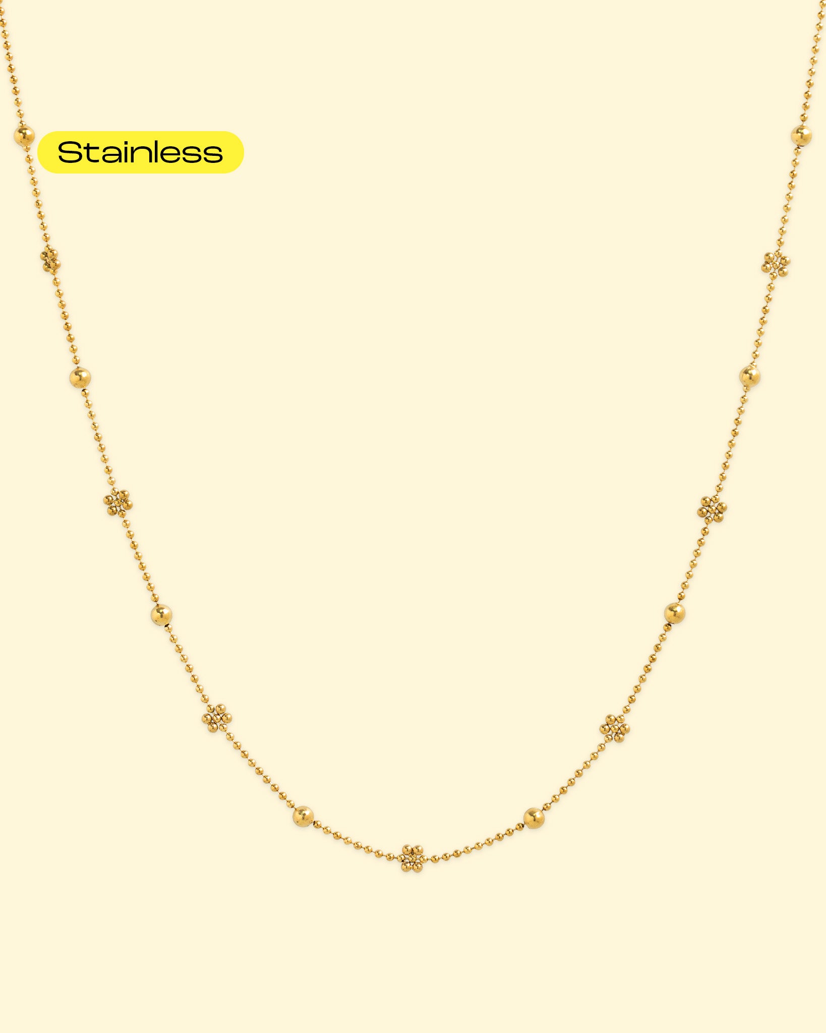 Stainless Dainty Clover Bead Station Necklace