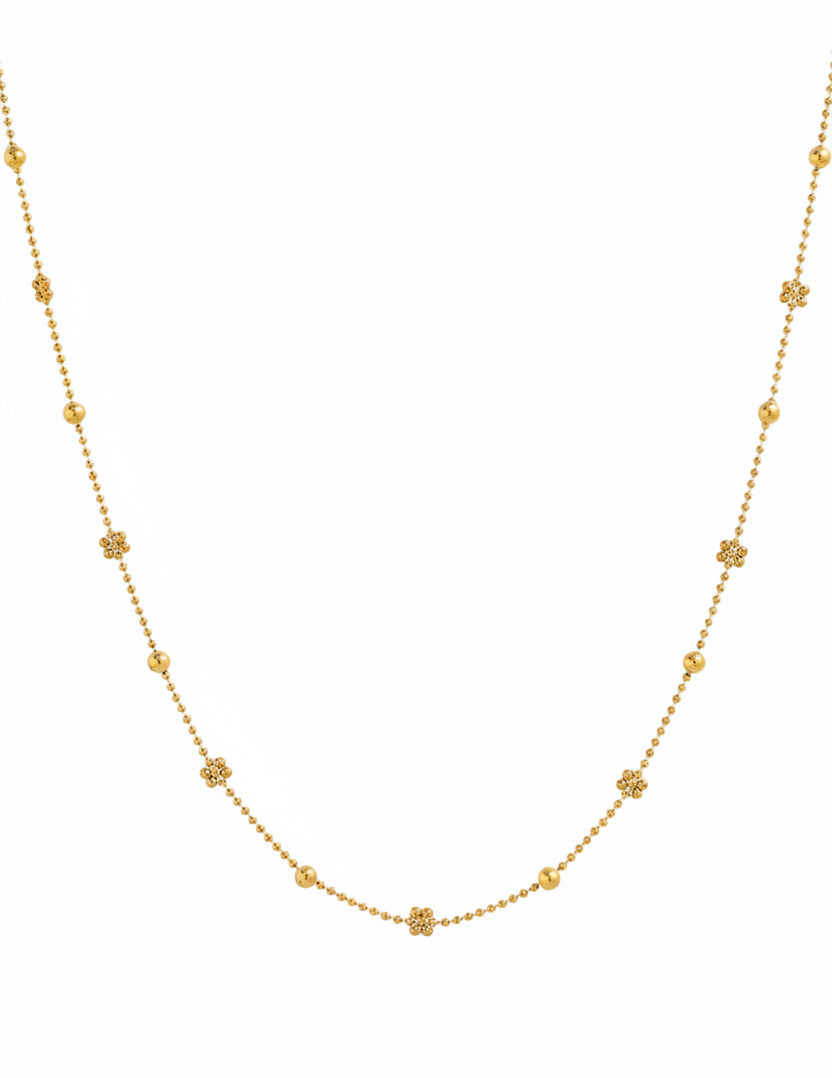Stainless Dainty Clover Bead Station Necklace