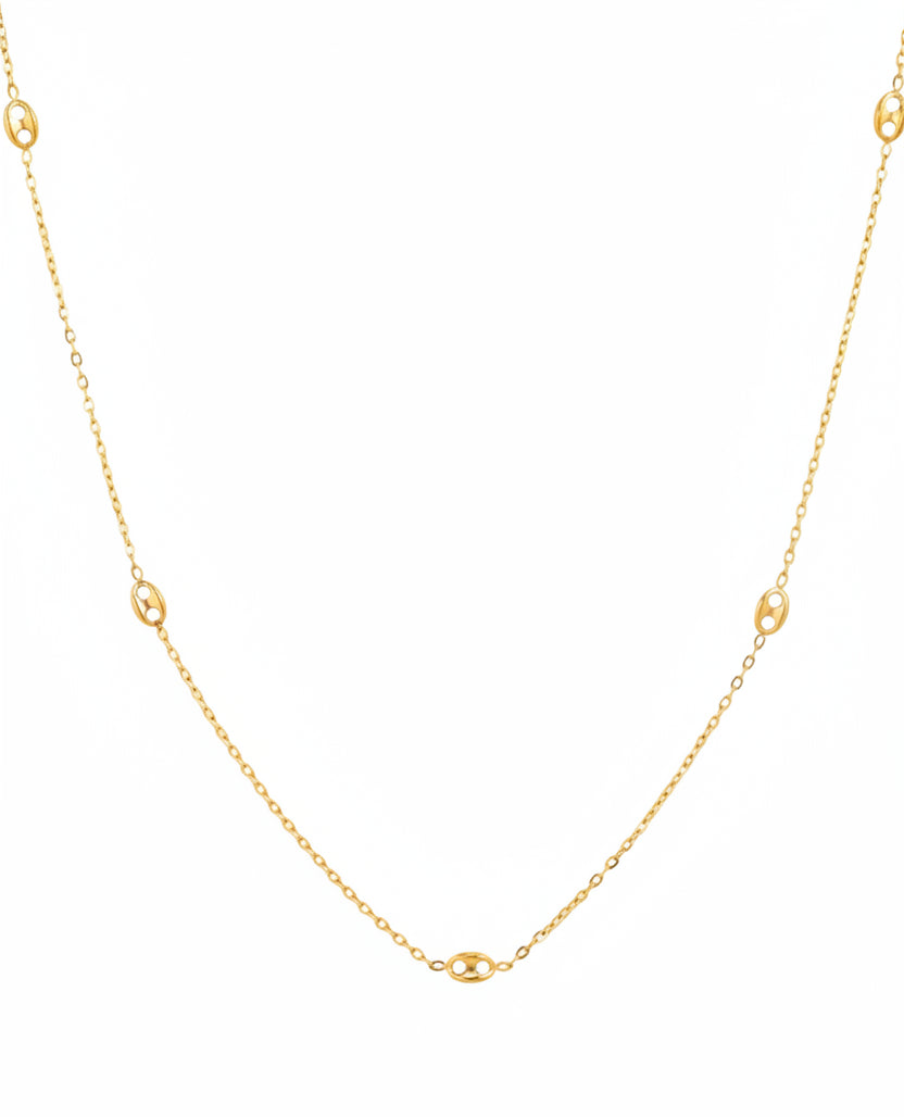 Stainless Mariner Oval Station Chain Necklace