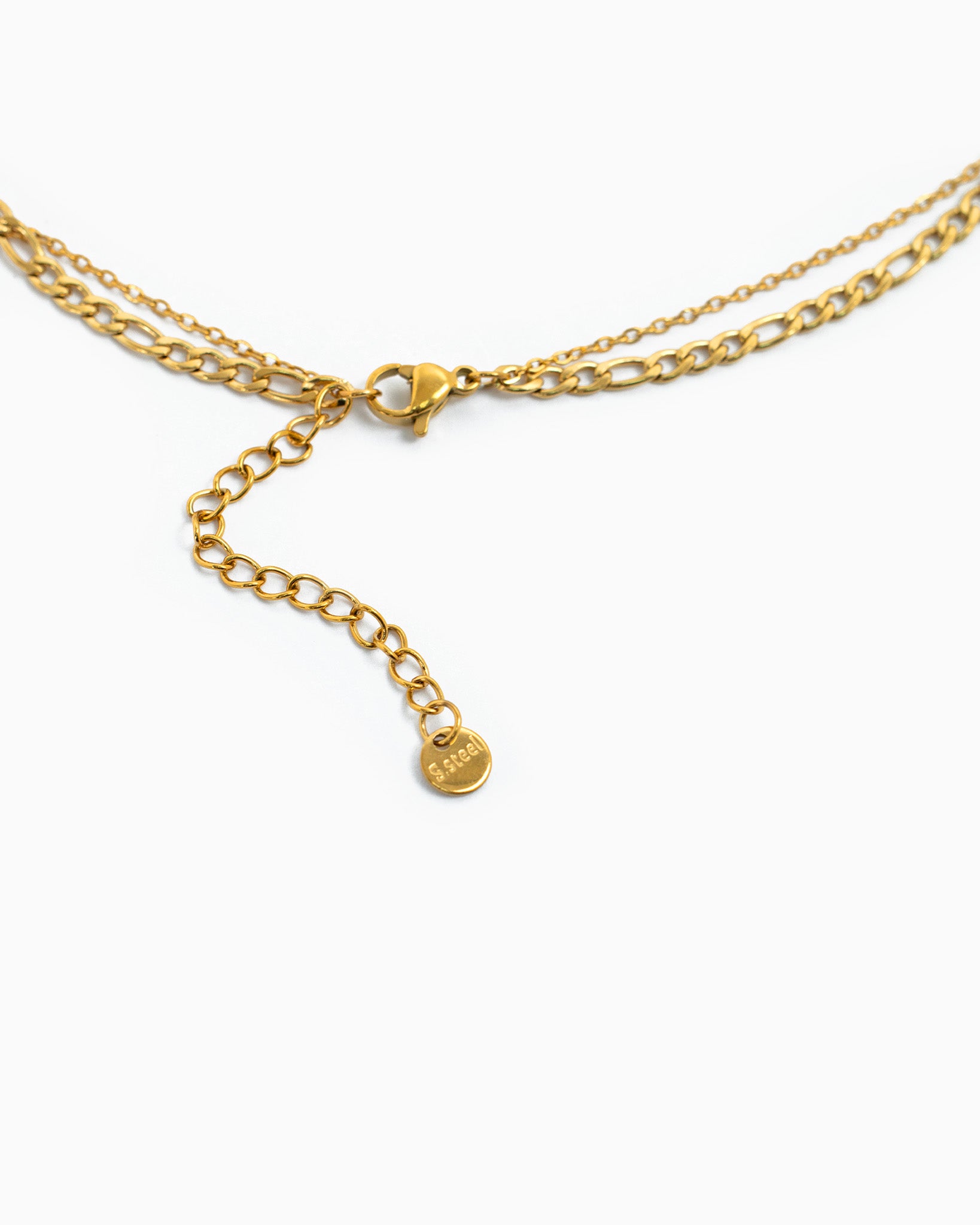 Stainless 2 Layered Black Baguette Neckace-3