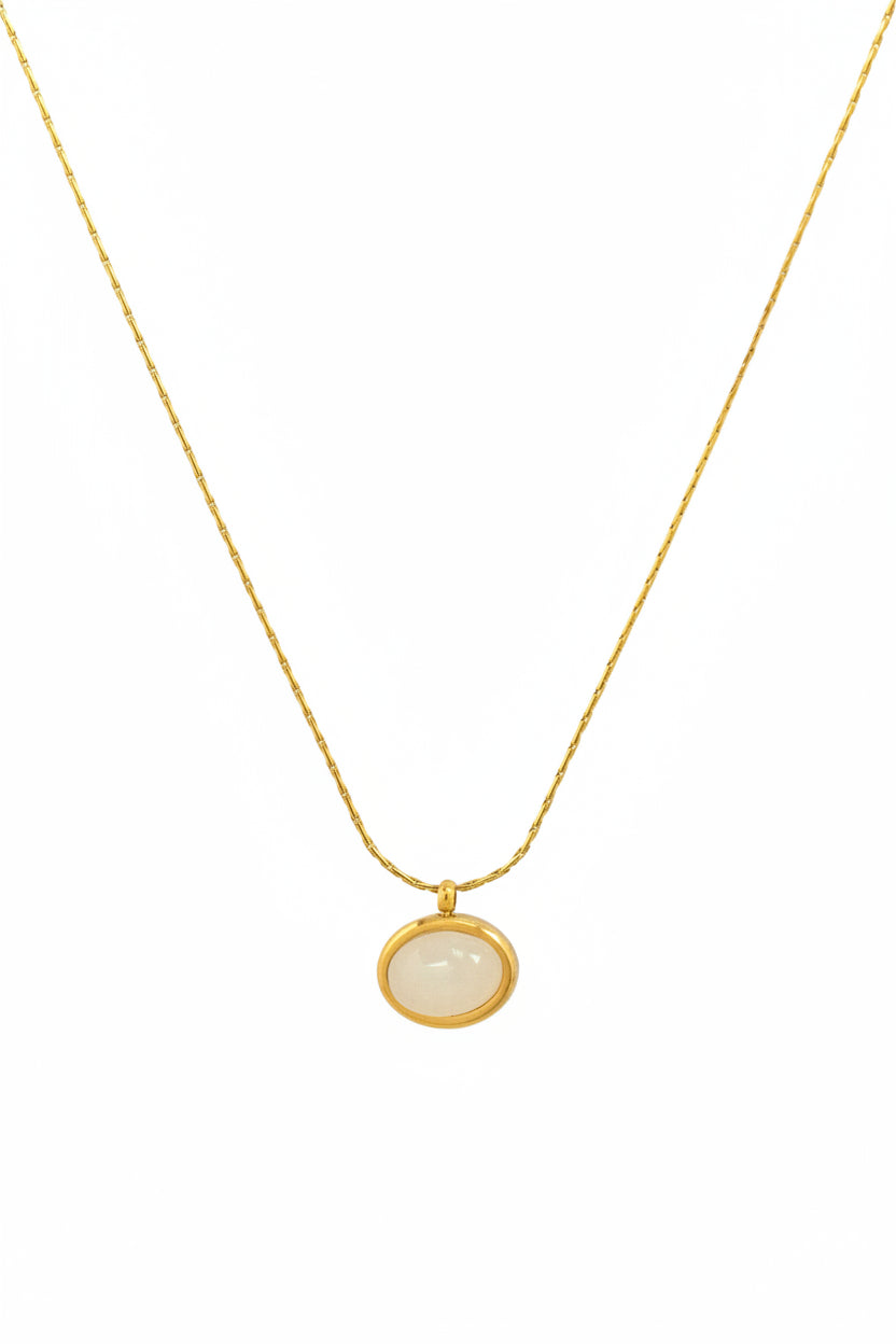 Stainless Cat’s Eye Mini Oval Glow Pendant Necklace