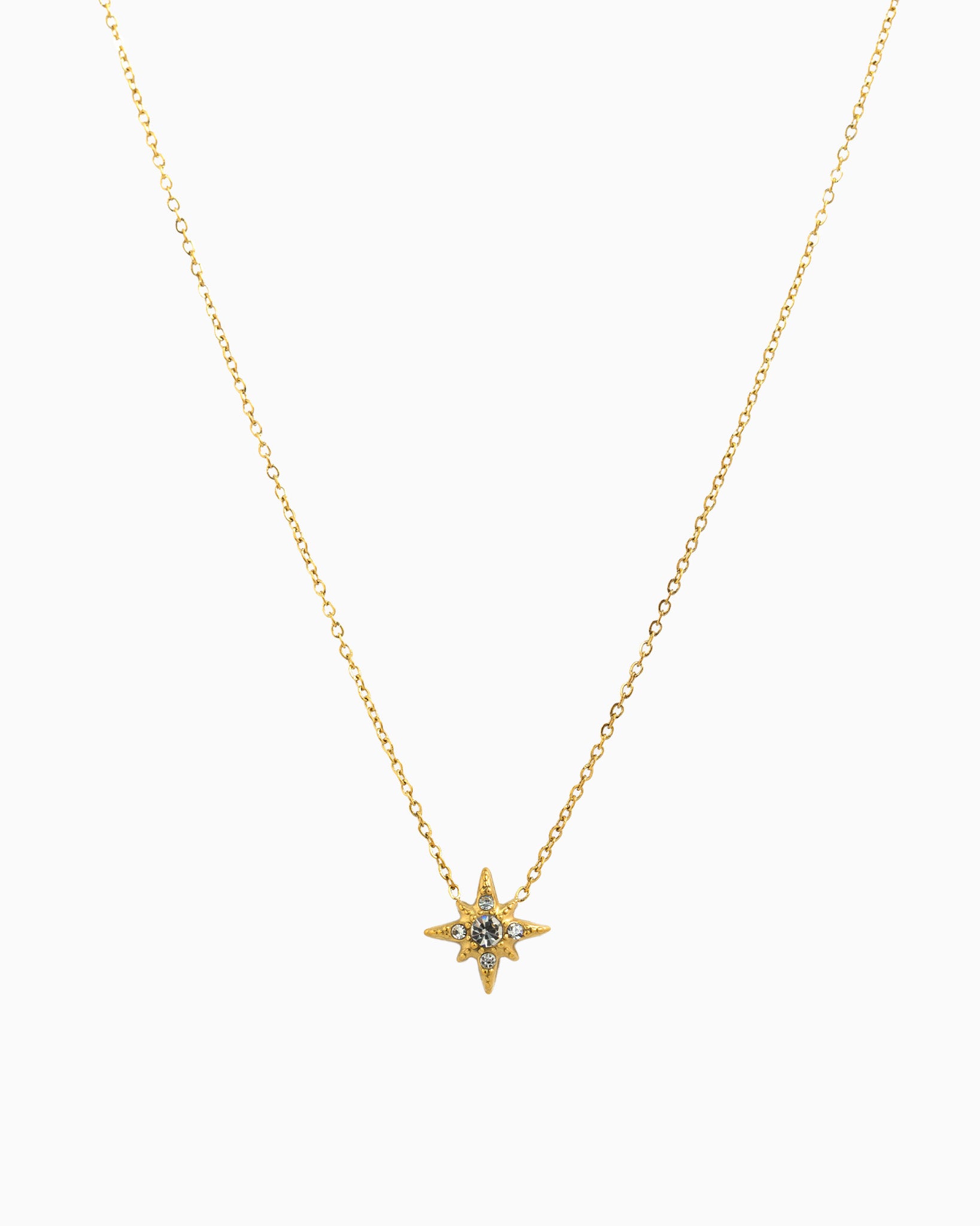Stainless 2 Layered Starburst Pearl Necklace-4