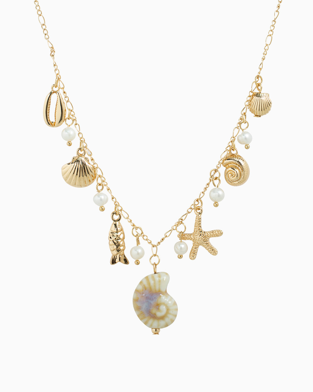 Beach Mermaid Treasure Ceramic Charm Necklace