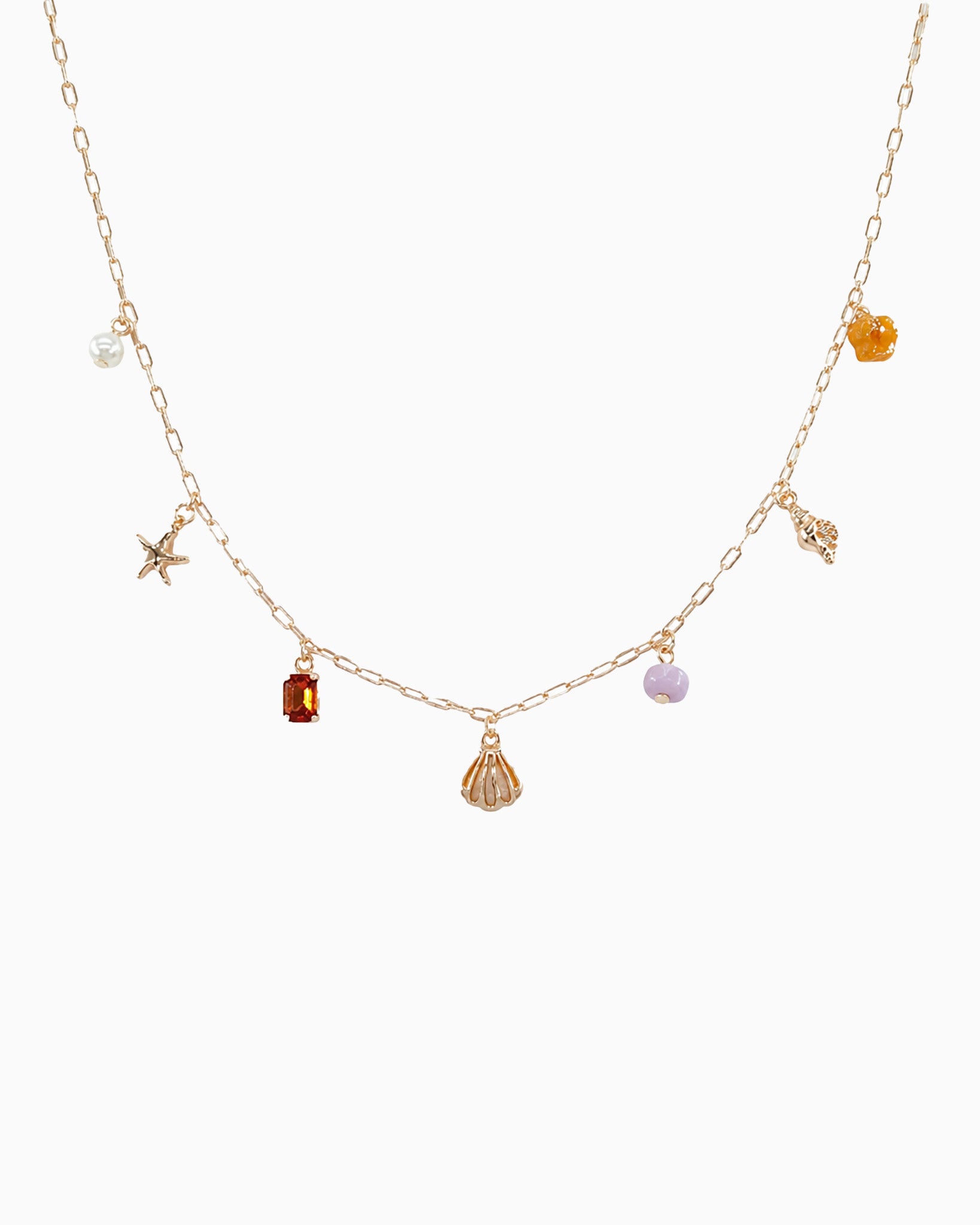 Sealife Shell Multi Charm Necklace-1