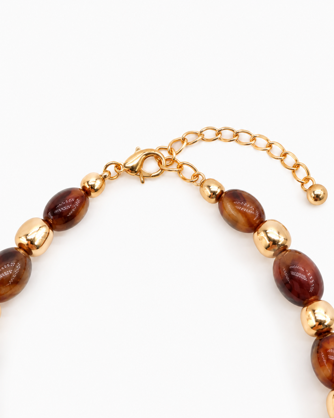 Amber Glow Marbled Bead Pendant Necklace-3
